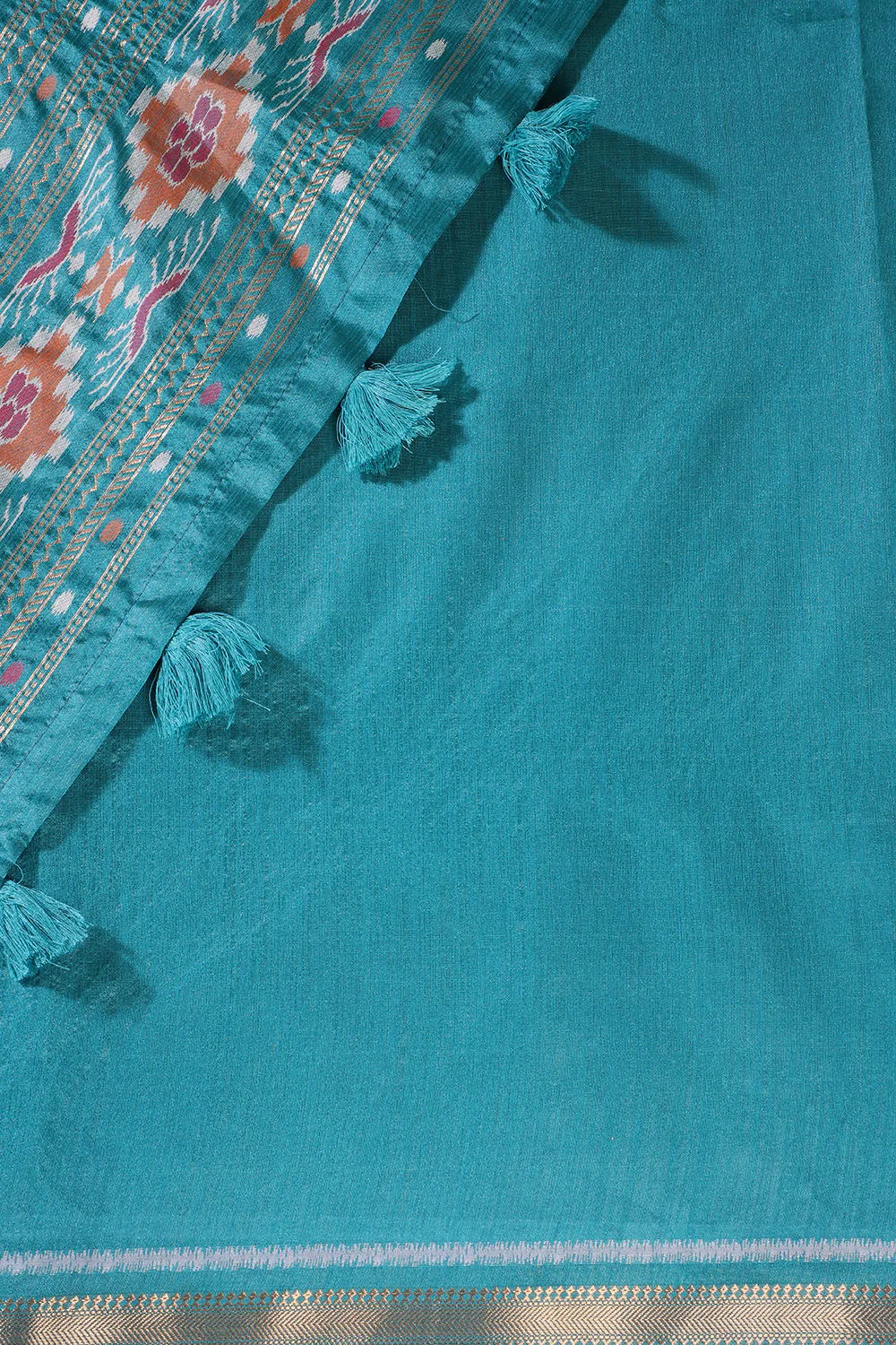 Mint Green Tussar Silk Reham Woven Saree - Image 4