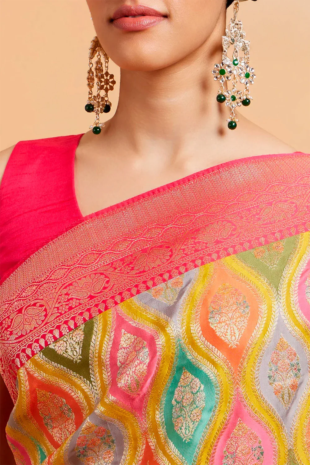 Multi-Color Khaddi Silk Woven Saree - Image 4
