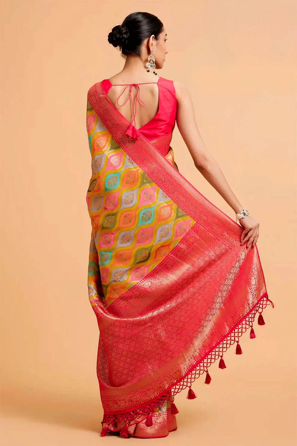 Multi-Color Khaddi Silk Woven Saree - Image 5