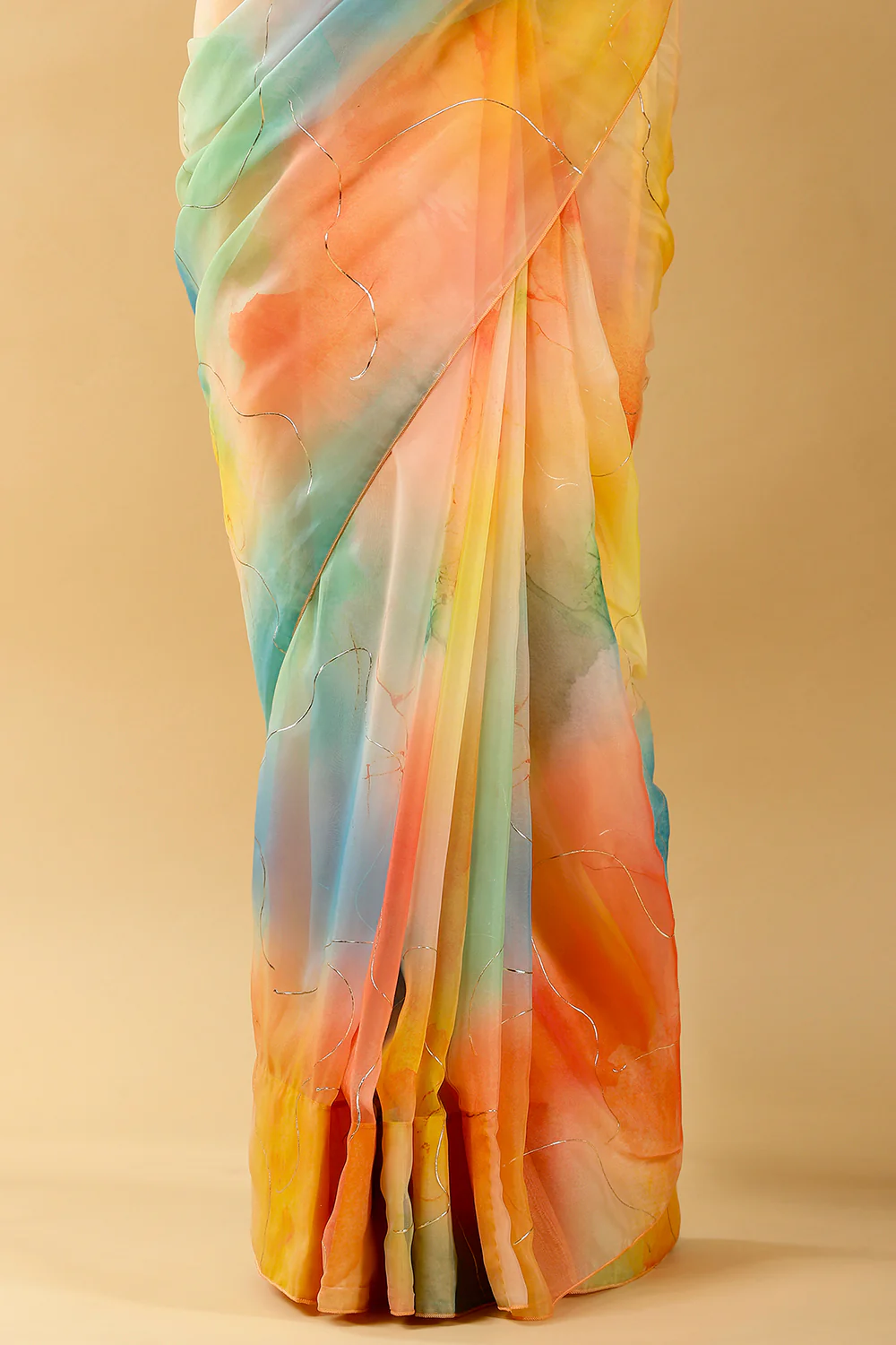 Multi-Color Printed Organza Saree - Image 5
