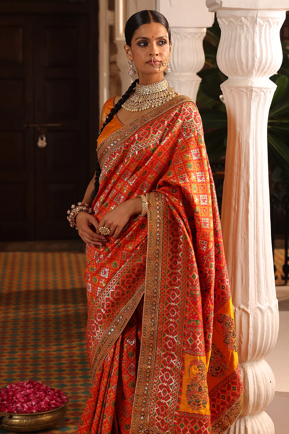 Multi-Color Swaroski Work Woven Silk Saree - Image 10
