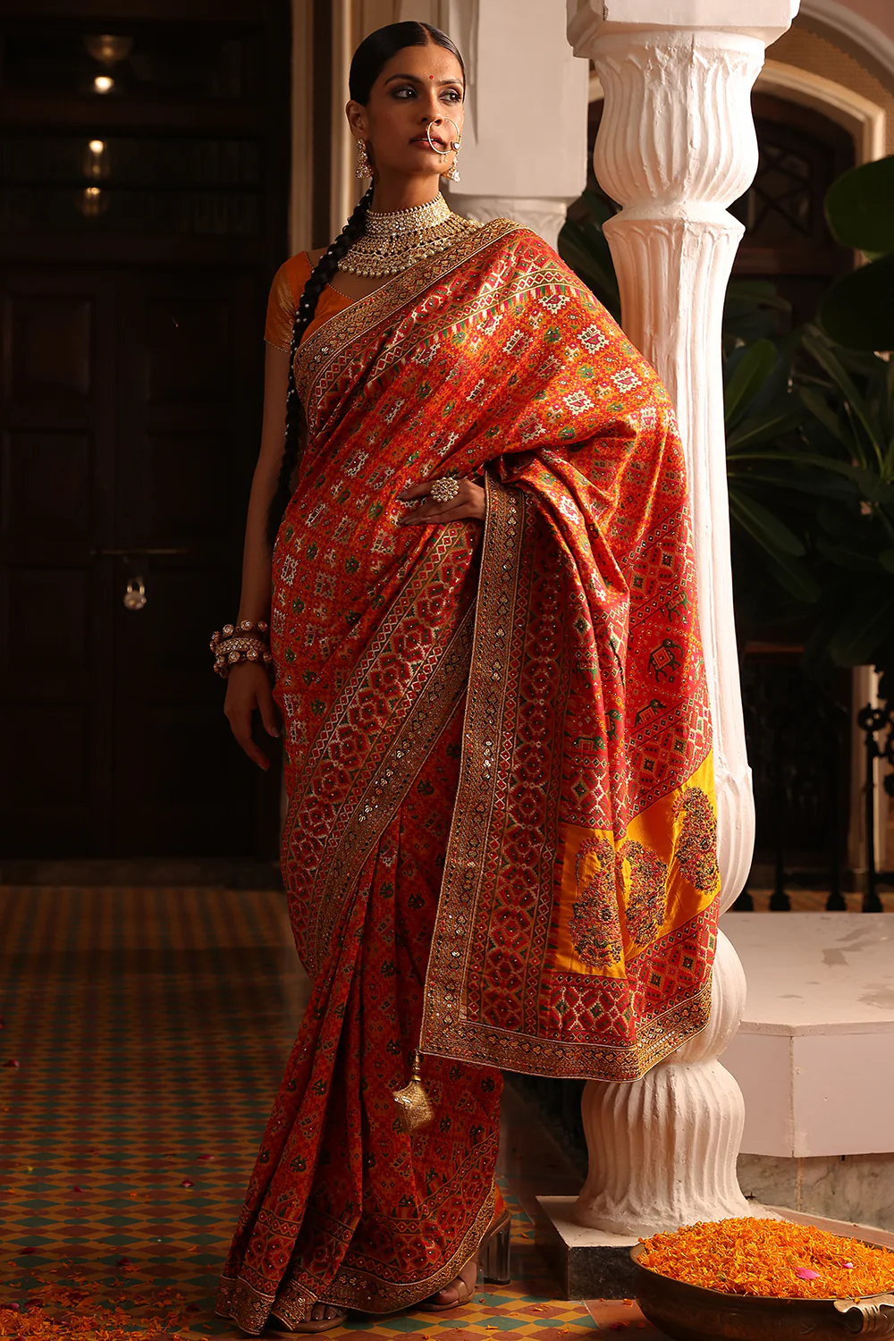 Multi-Color Swaroski Work Woven Silk Saree - Image 3