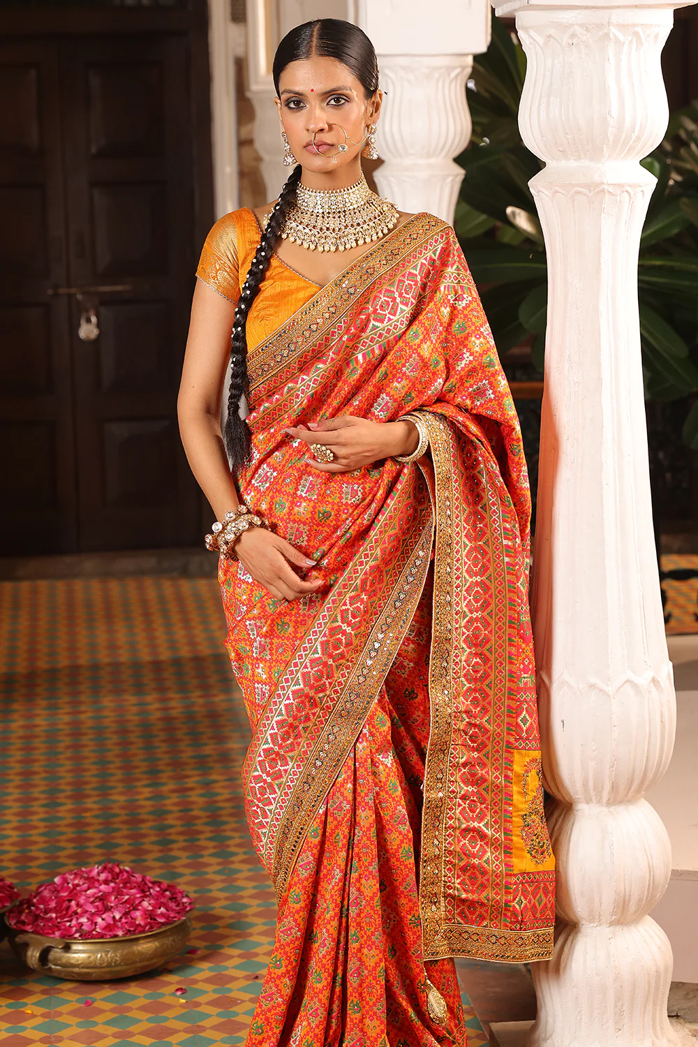 Multi-Color Swaroski Work Woven Silk Saree - Image 4