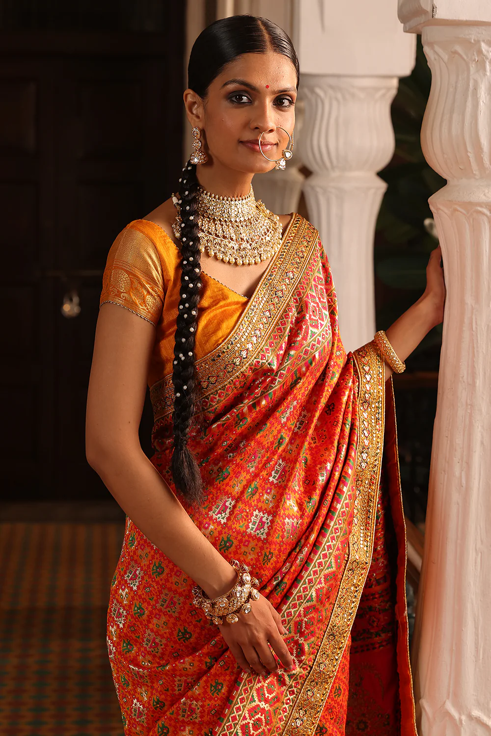 Multi-Color Swaroski Work Woven Silk Saree - Image 5