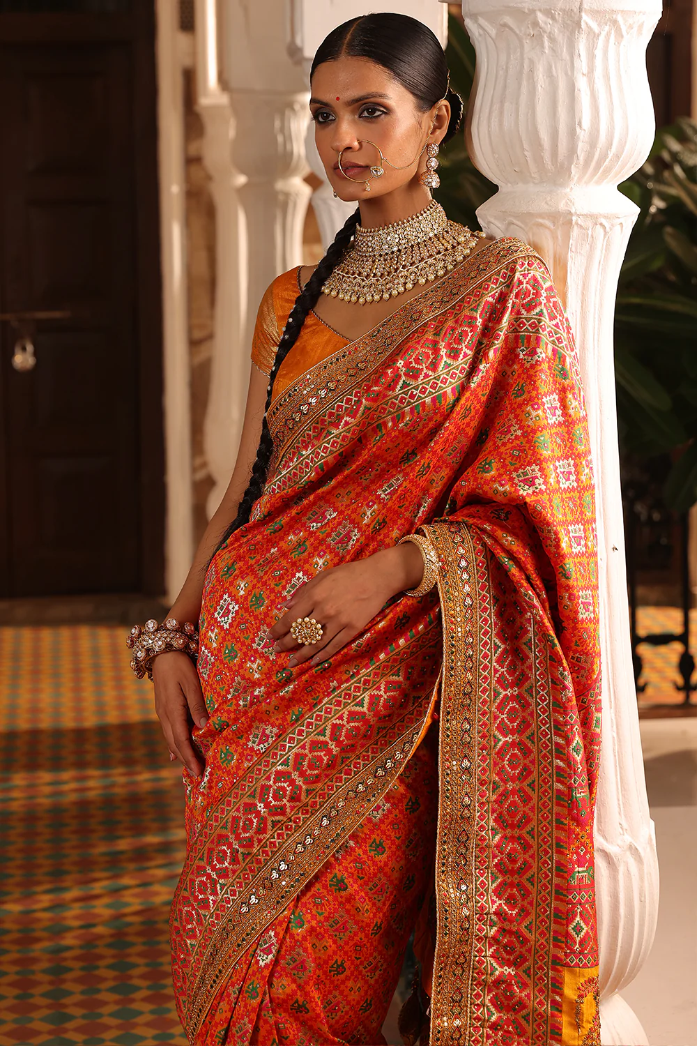 Multi-Color Swaroski Work Woven Silk Saree - Image 7