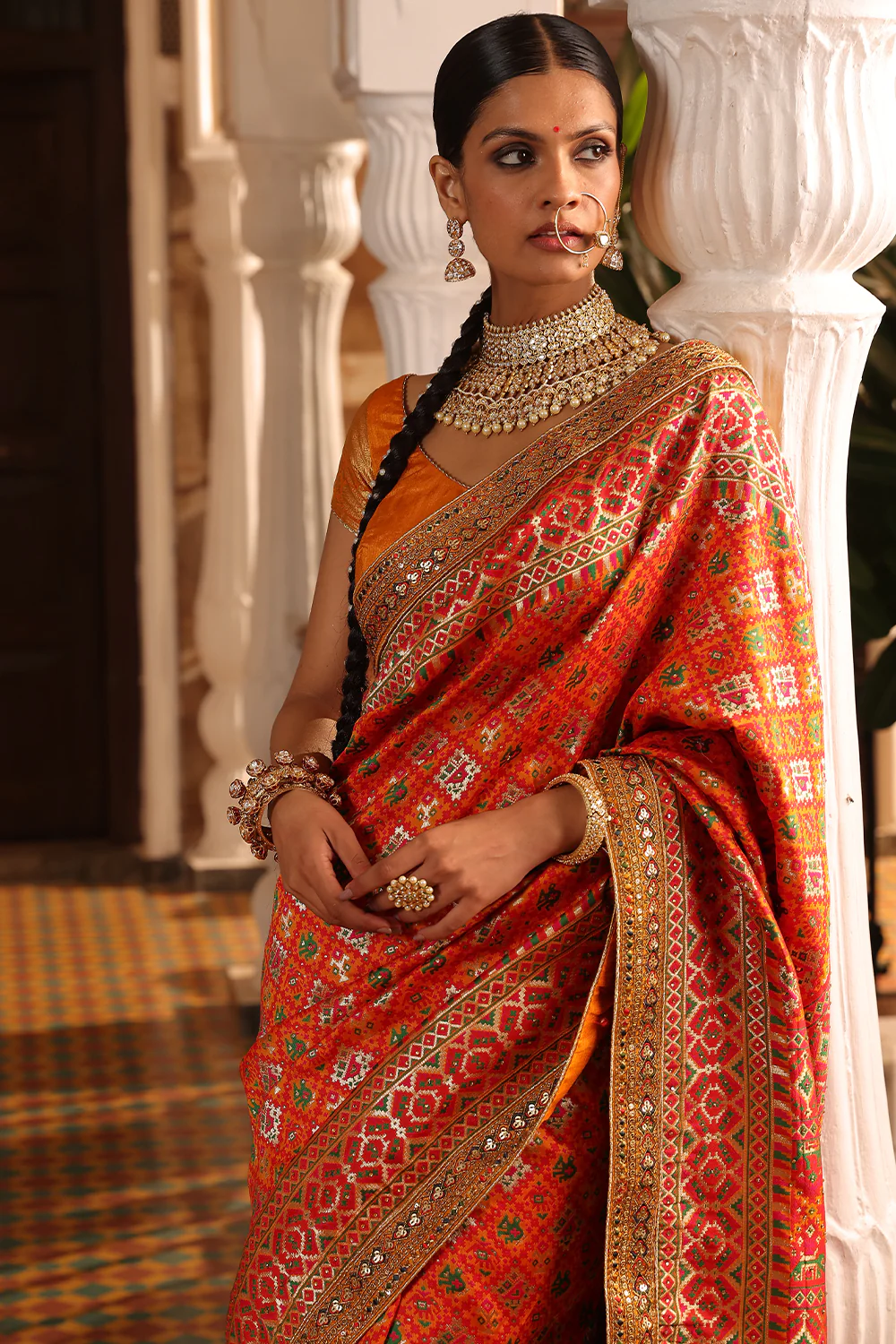 Multi-Color Swaroski Work Woven Silk Saree - Image 8
