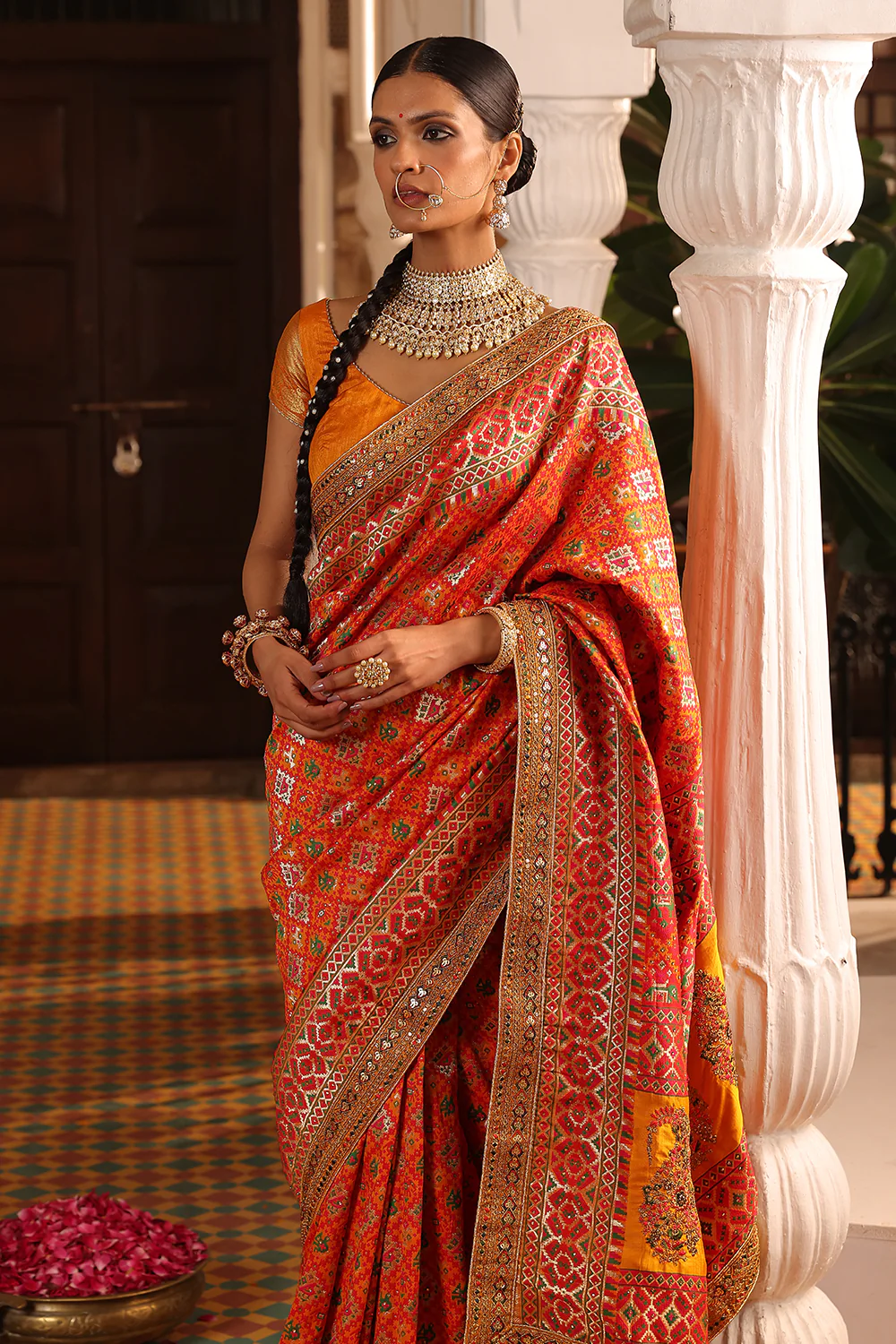 Multi-Color Swaroski Work Woven Silk Saree - Image 9