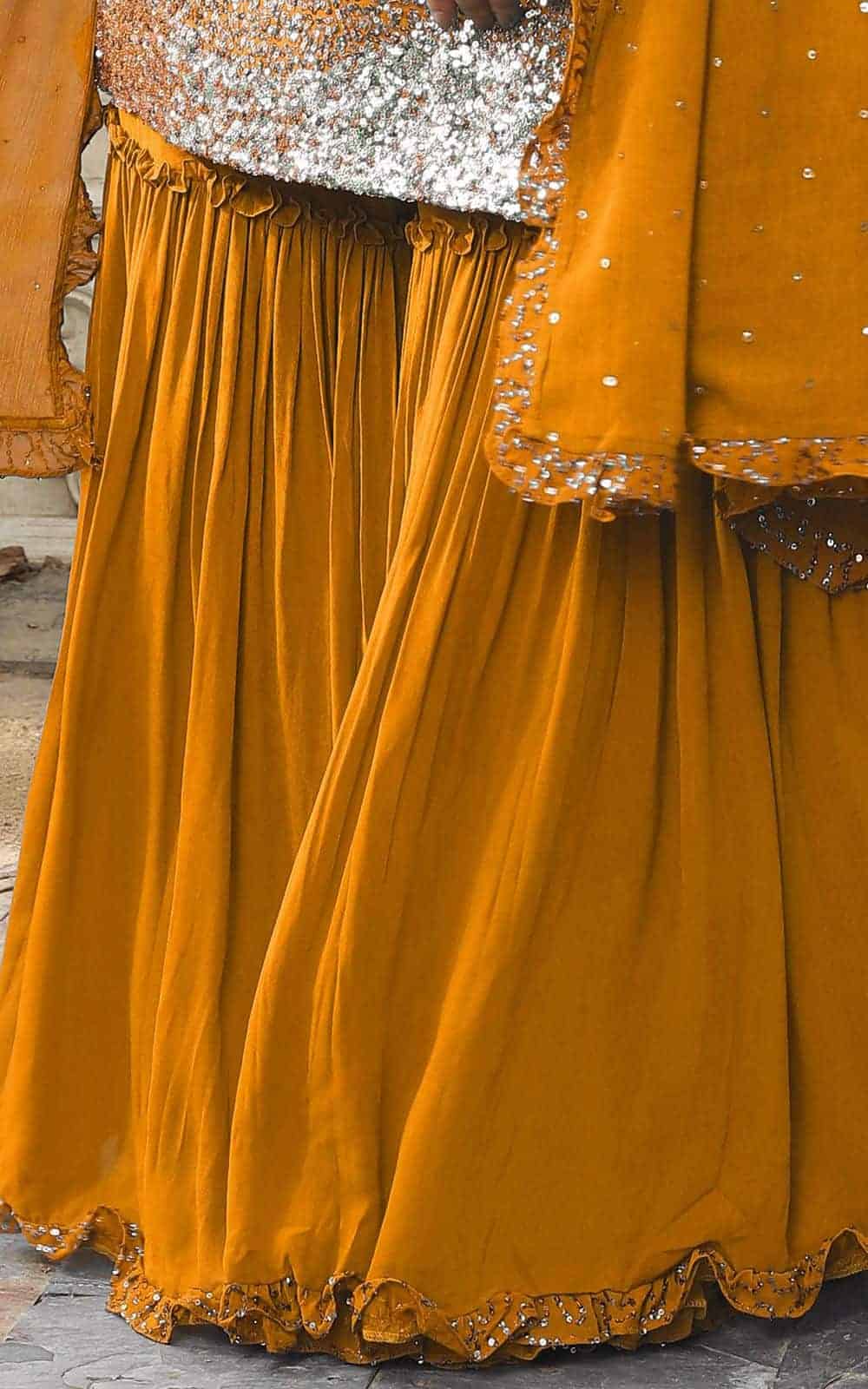 Mustard Blue Gharara Suit - Image 3