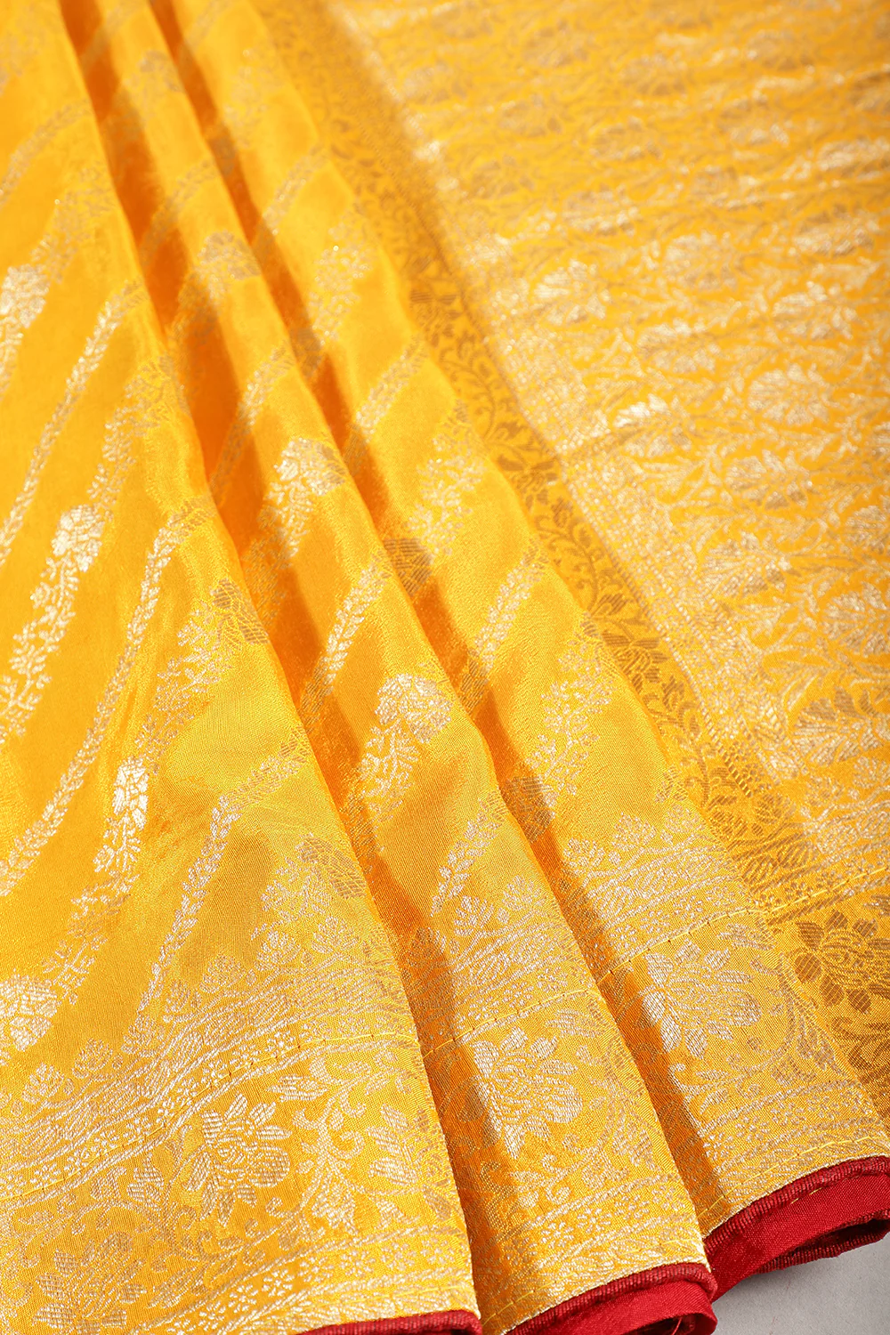 Mustard Color Banarasi Woven Tussar Silk Saree - Image 7