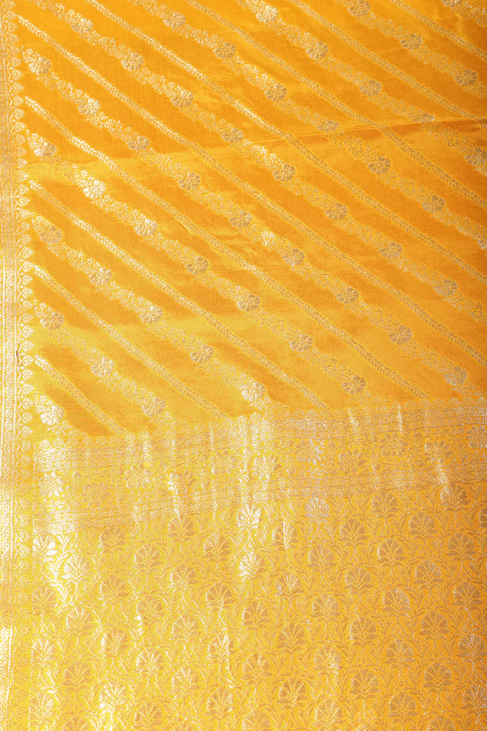 Mustard Color Banarasi Woven Tussar Silk Saree - Image 8