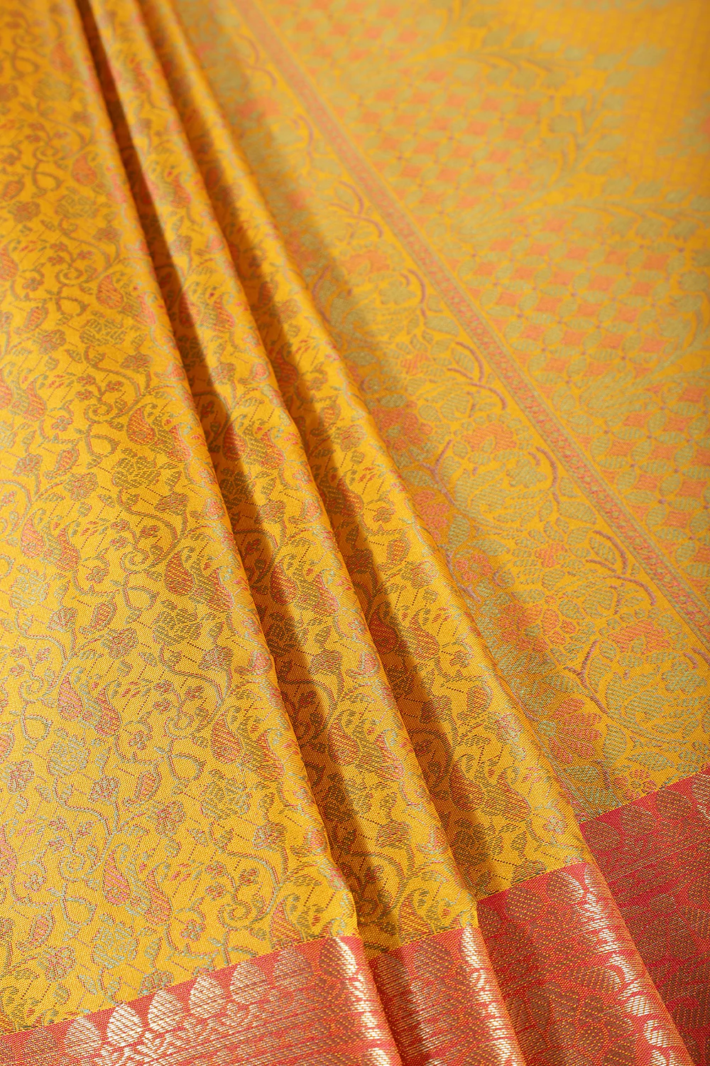 Mustard Color Cotton Silk Resham & Zari Woven Saree - Image 2