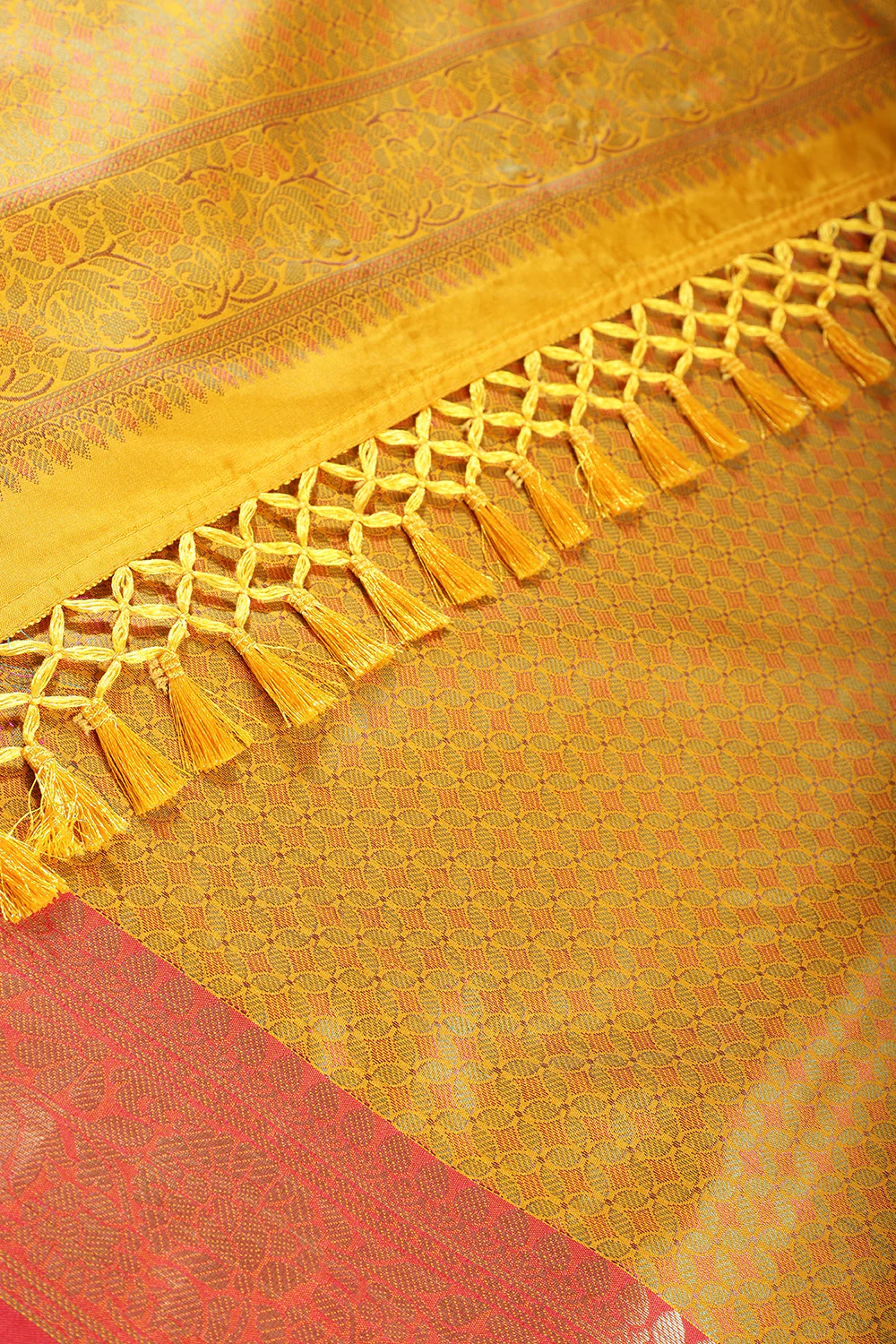 Mustard Color Cotton Silk Resham & Zari Woven Saree - Image 3