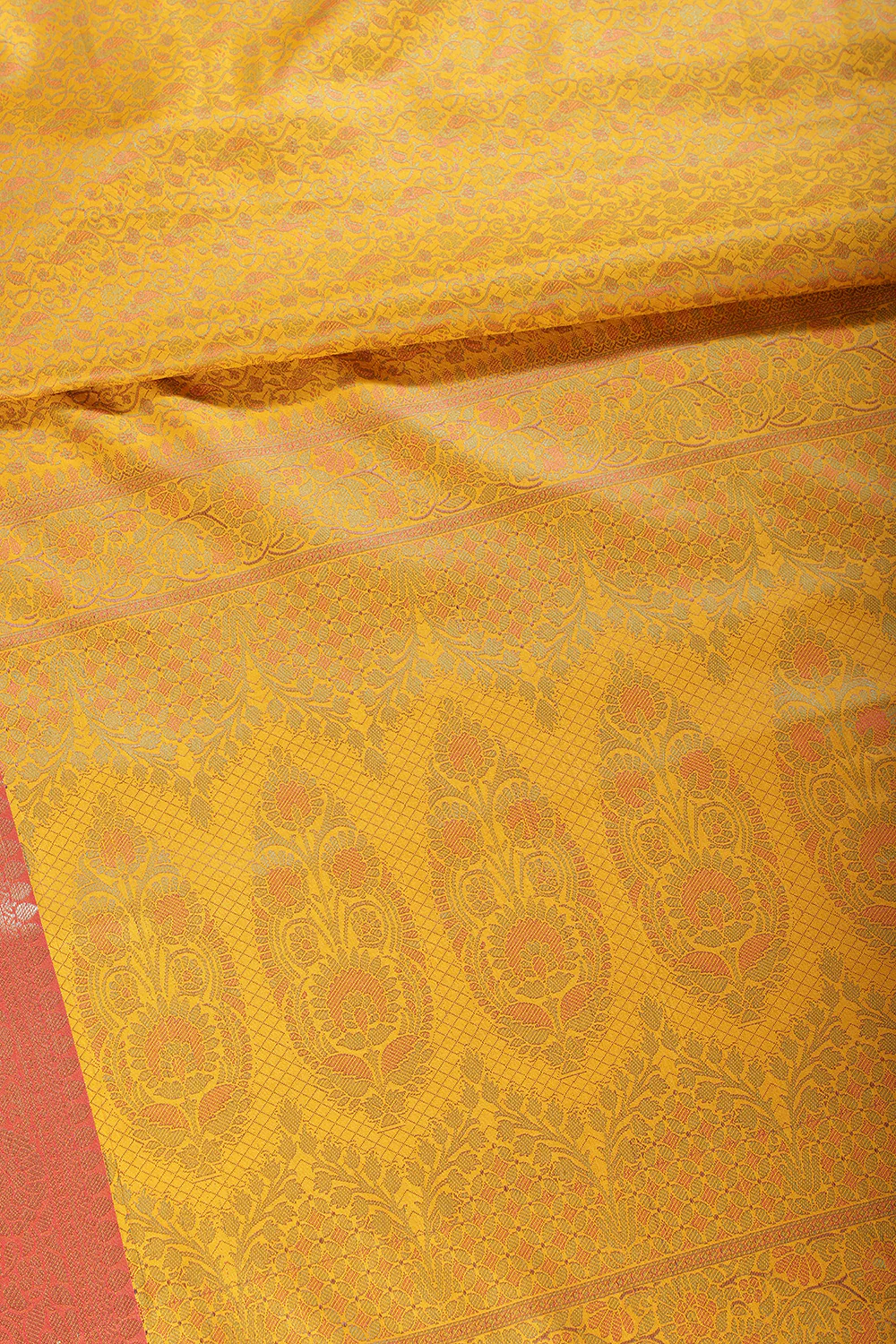 Mustard Color Cotton Silk Resham & Zari Woven Saree - Image 4