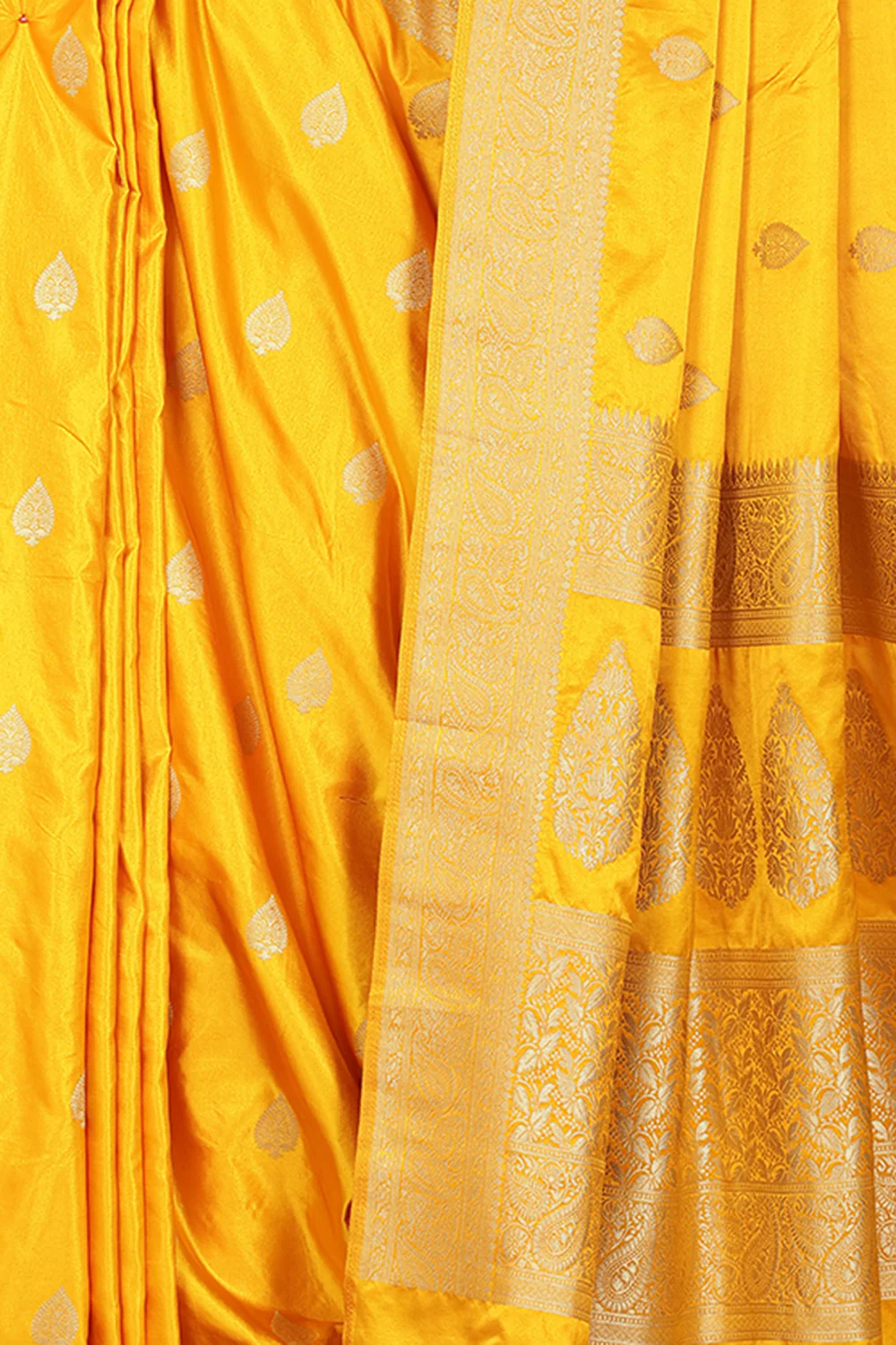 Mustard Color South Silk Zari Woven Saree - Image 5