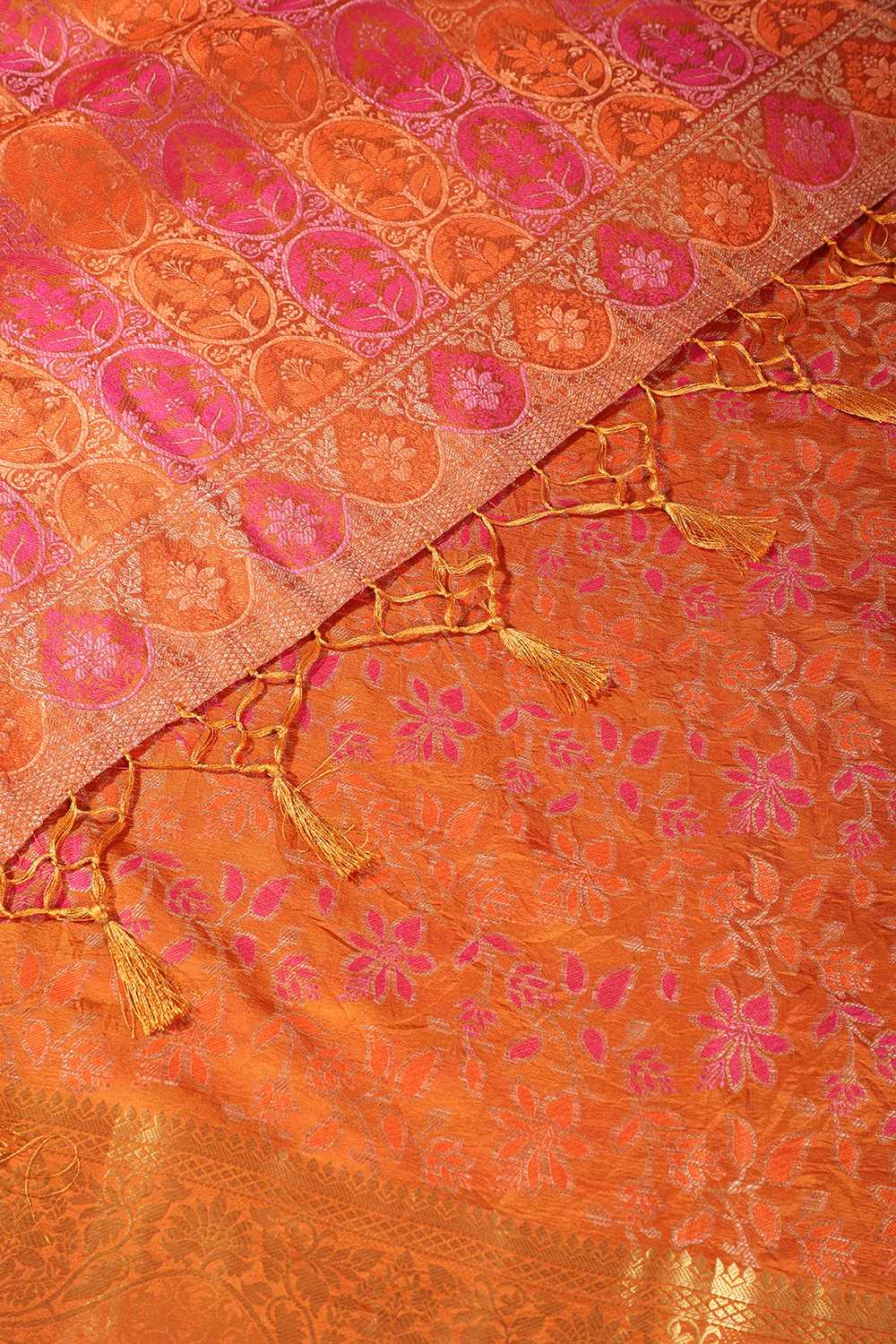 Mustard Colour Tussar Woven Silk Saree - Image 3