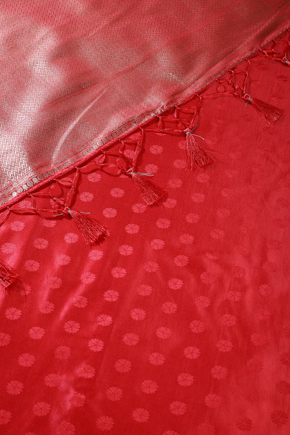 Mustard Floral Zari Woven Sarees - Image 3
