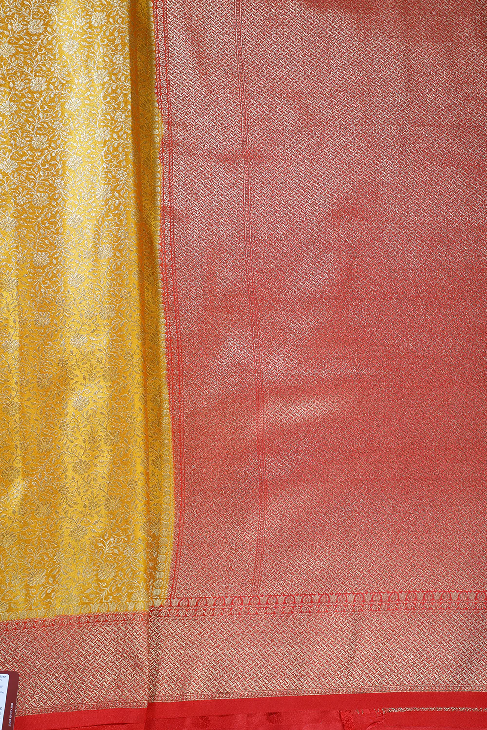 Mustard Floral Zari Woven Sarees - Image 4