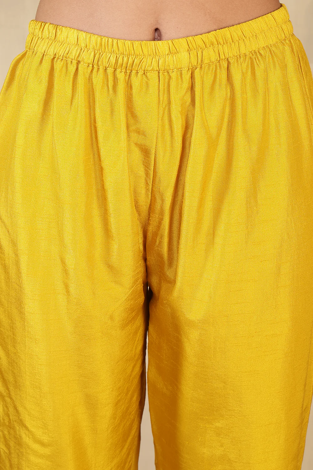 Mustard Neck Embroidered Silk Suit - Image 7