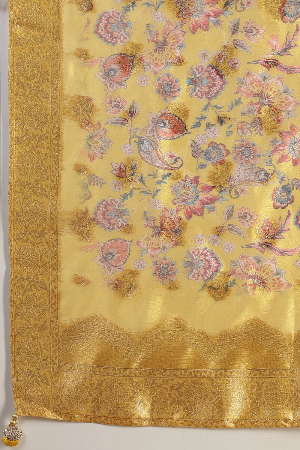 Mustard Neck Embroidered Silk Suit - Image 8