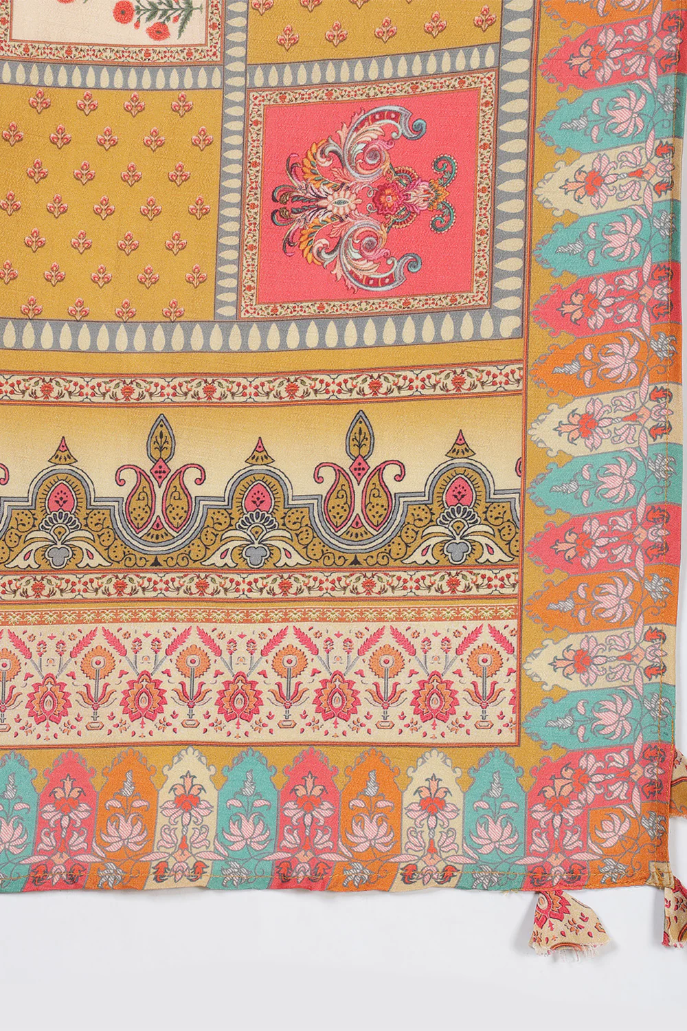 Mustard Printed Muslin Straight Suit - Image 6