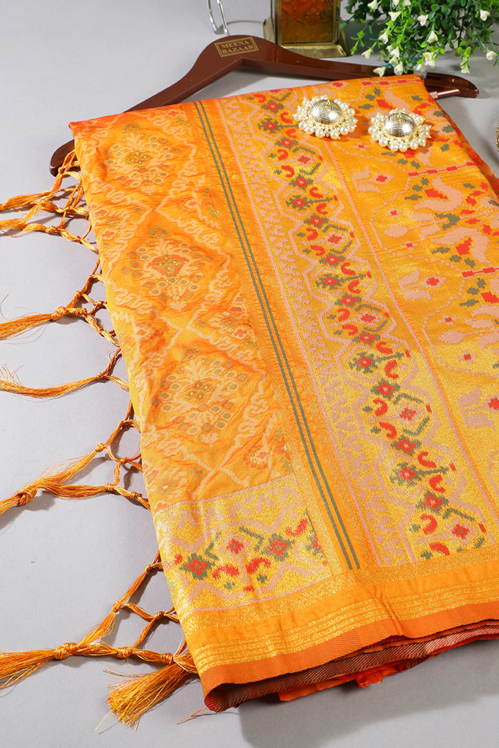 Mustard Silk Patola Woven Saree