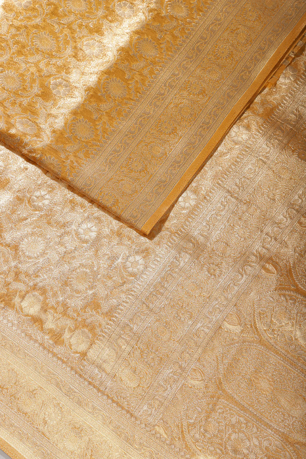 Mustard Tissue Silk Banarasi Woven Saree - Image 2