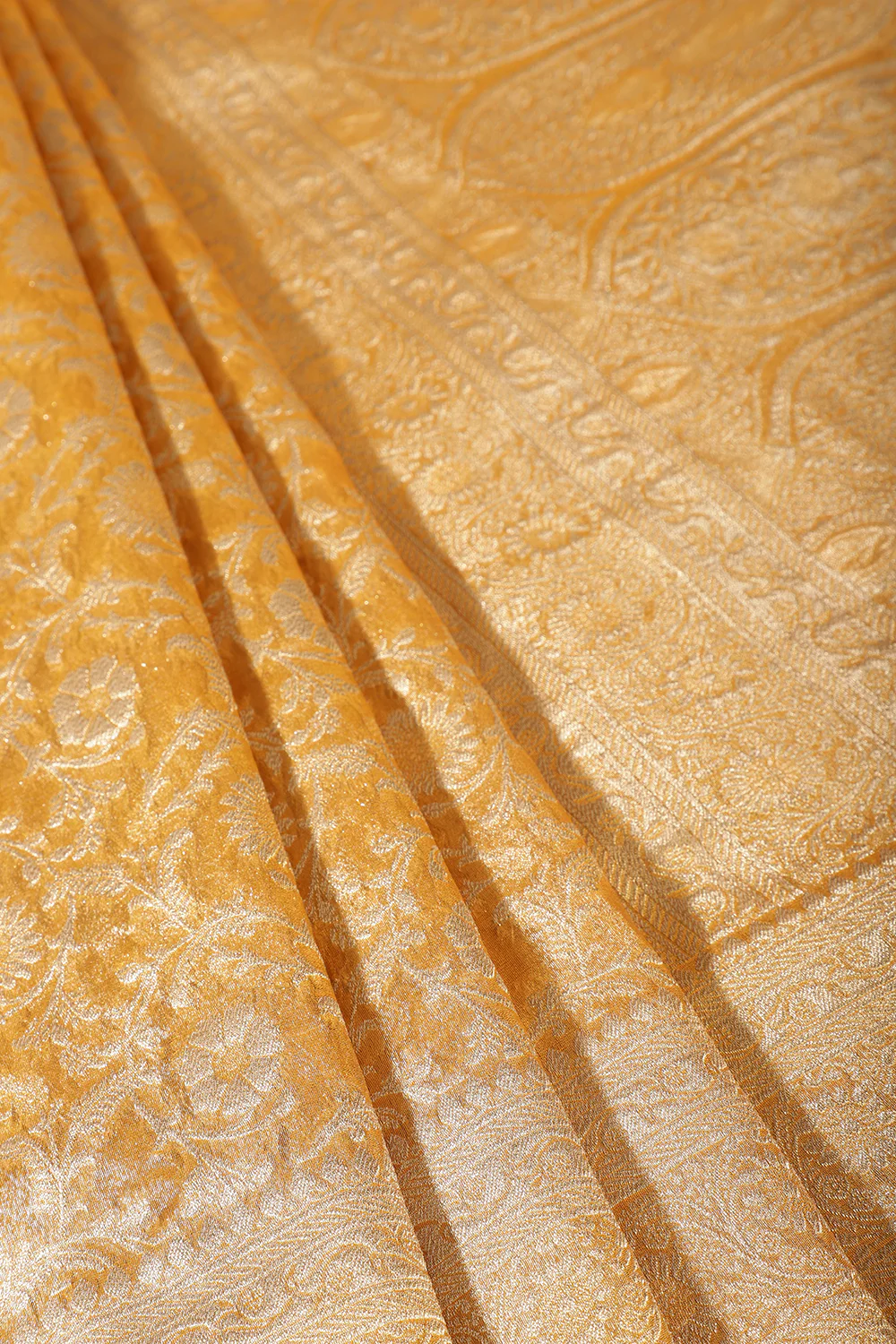 Mustard Tissue Silk Banarasi Woven Saree - Image 3