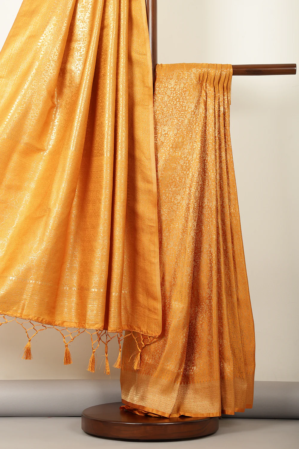 Mustard Zari Woven Soft Silk Saree - Image 3