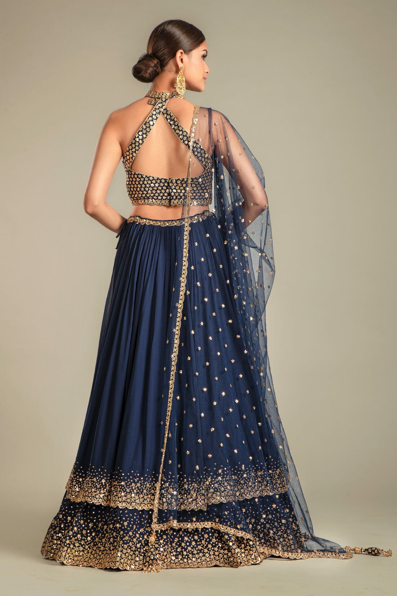 Navy Blue Georgette Lehenga - Image 5