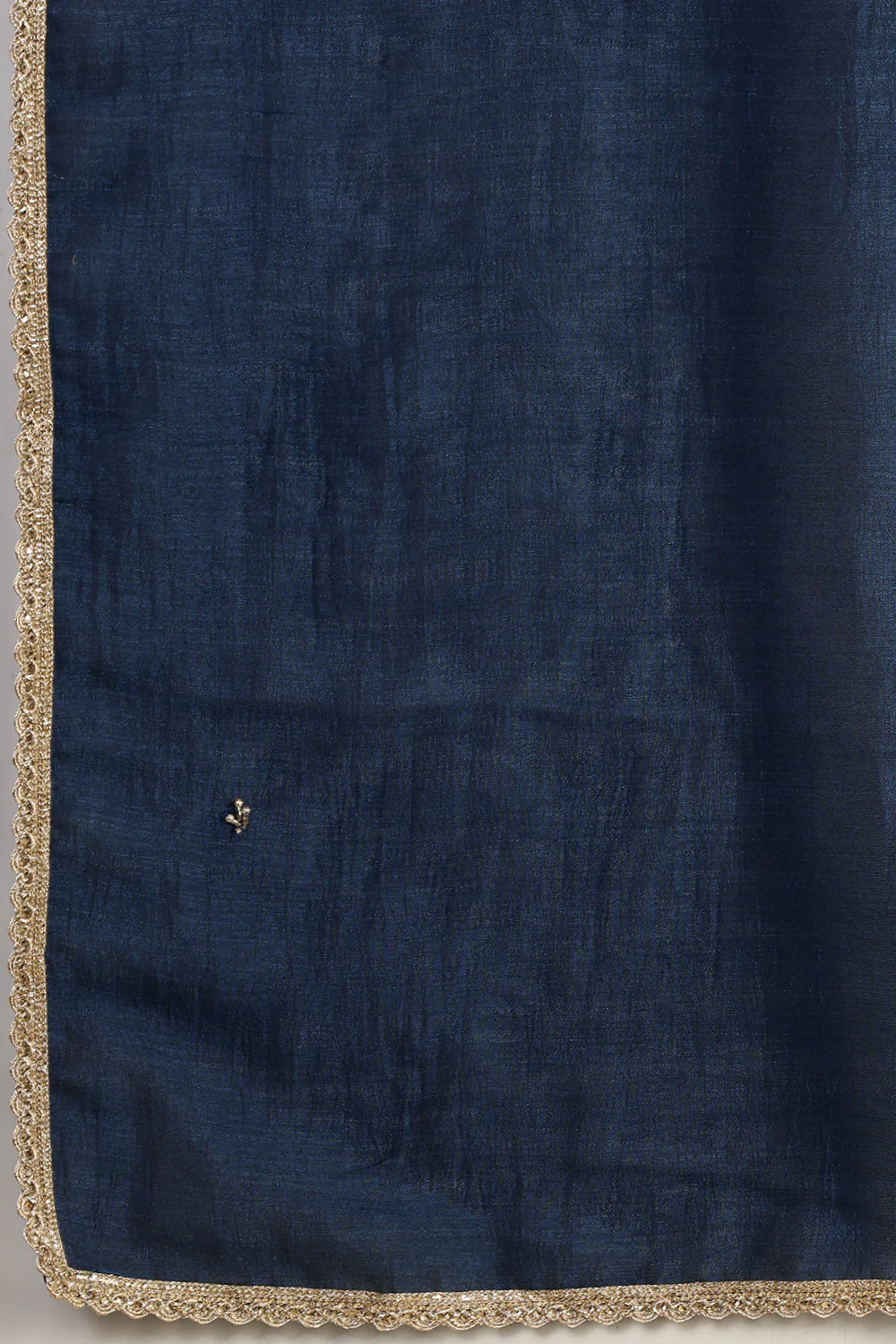 Navy Crepe Silk Neck Embroidered Suit - Image 8