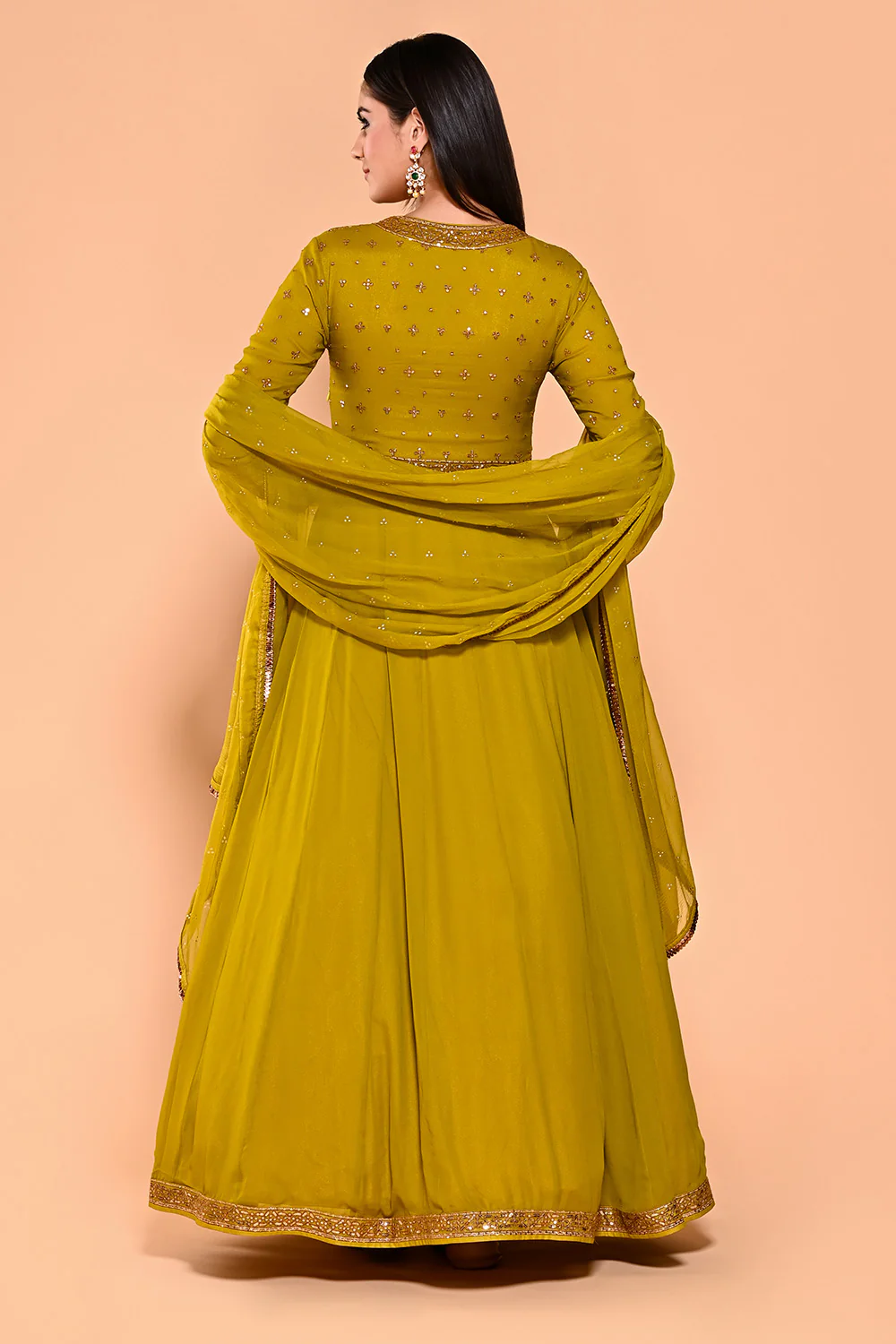 Olive Green Color Georgette Alia-Cut Anarkali Suit - Image 3