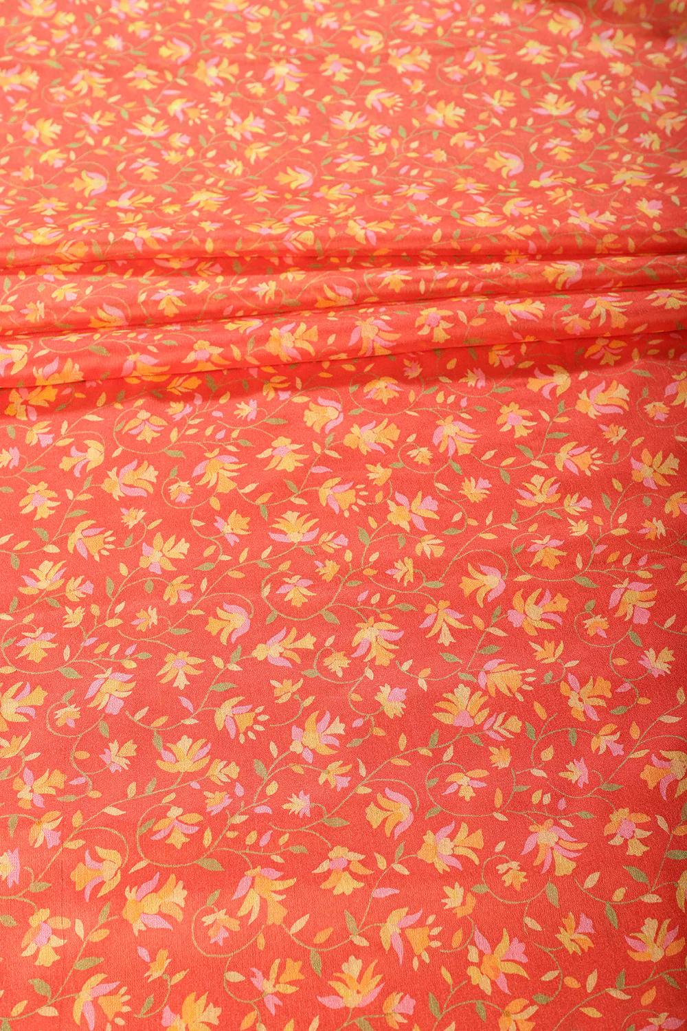 Orange Color Chiffon Floral Zari Border Printed Saree - Image 2