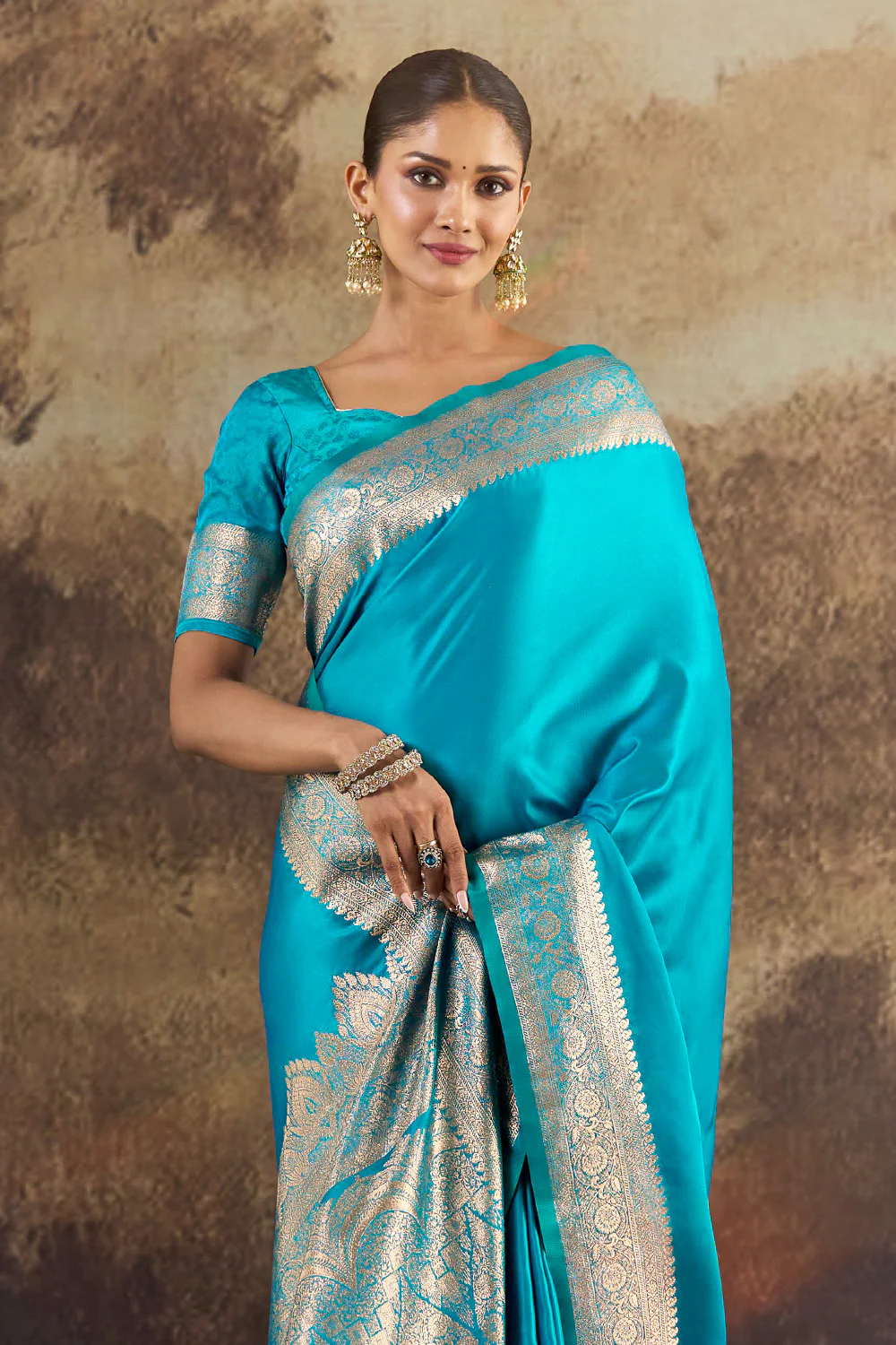 Pacific Blue Silk Zari Woven Saree - Image 2