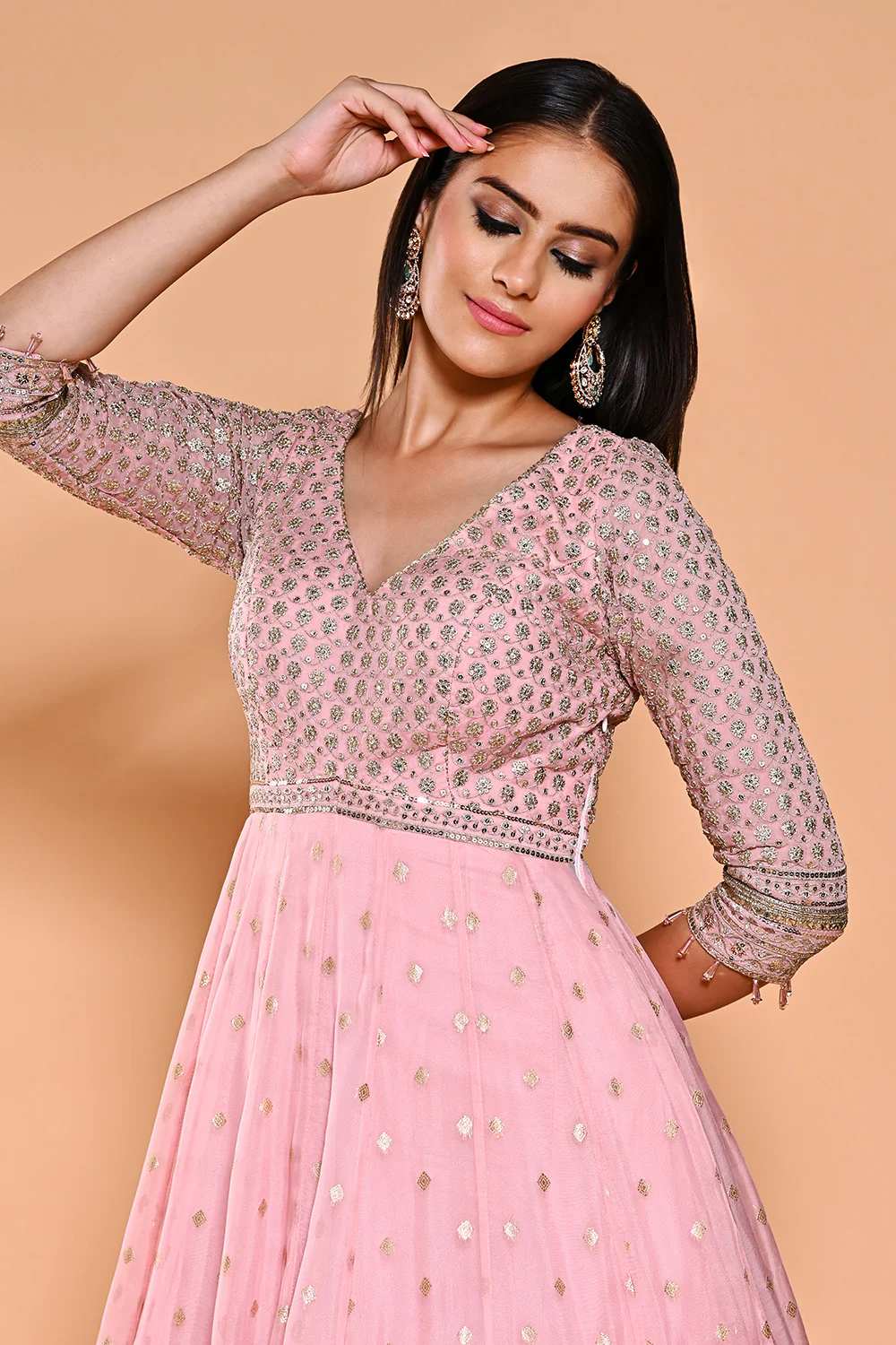 Pink Color Organza Georgette Embroidered Anarkali Suit - Image 4