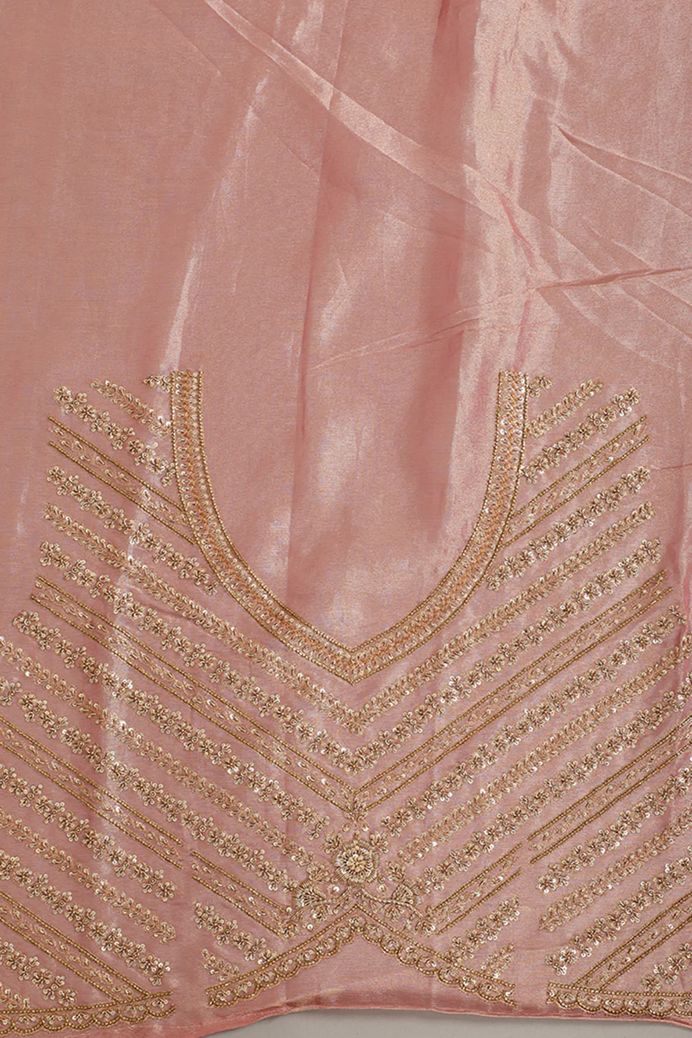 Pink Color Pure Tissue Silk Saree with Zardozi & Sequence Handwork - Image 4