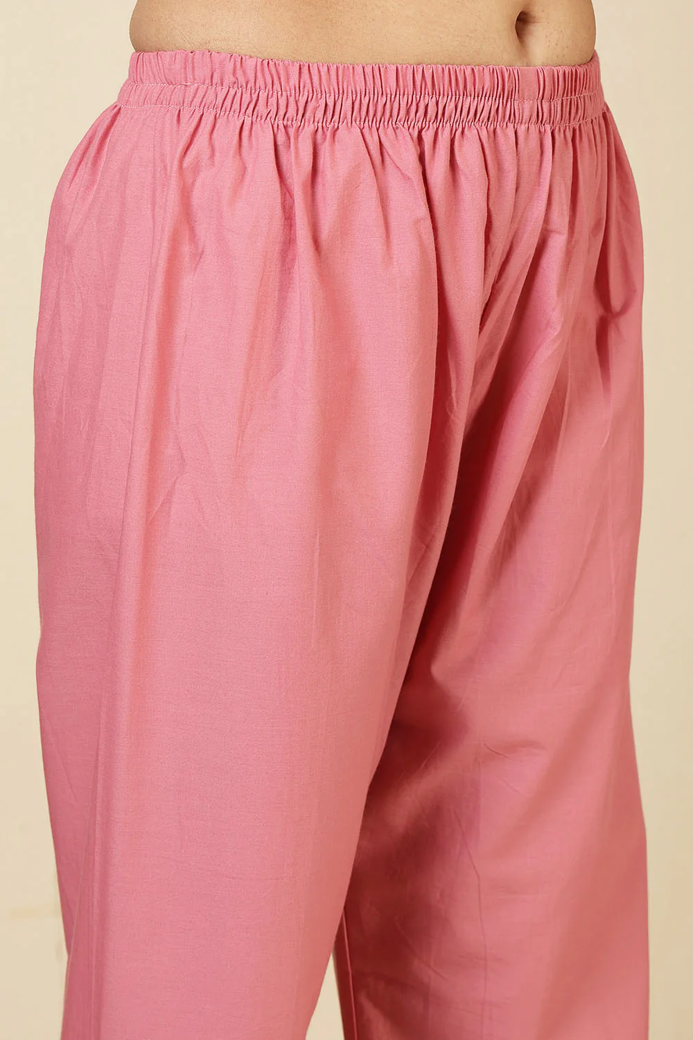 Pink Cotton Emboridered And Printed Suit Set - Image 7