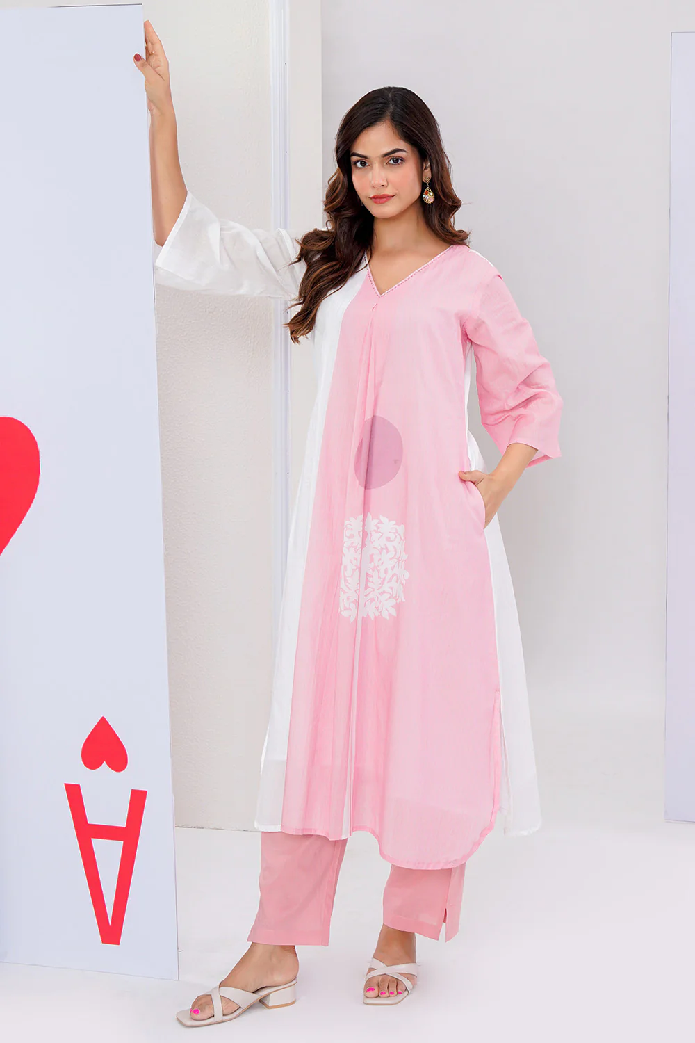 Pink Cotton Printed Kurta Set - Image 2