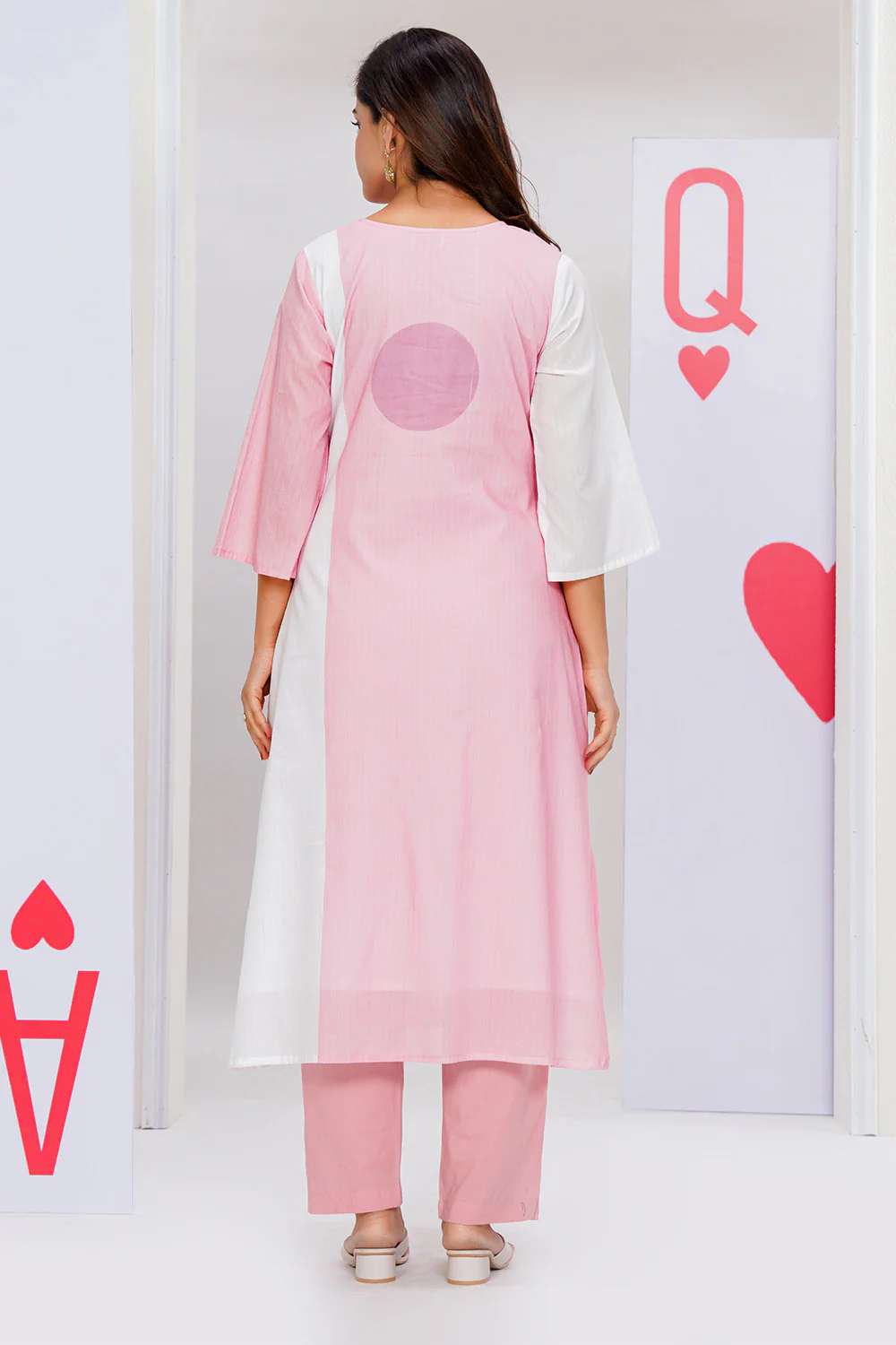 Pink Cotton Printed Kurta Set - Image 3