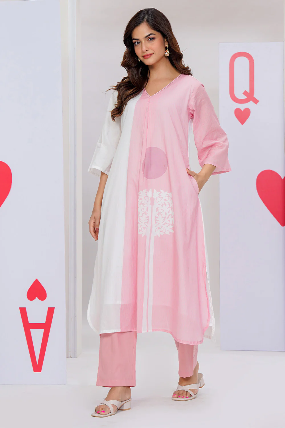 Pink Cotton Printed Kurta Set - Image 5