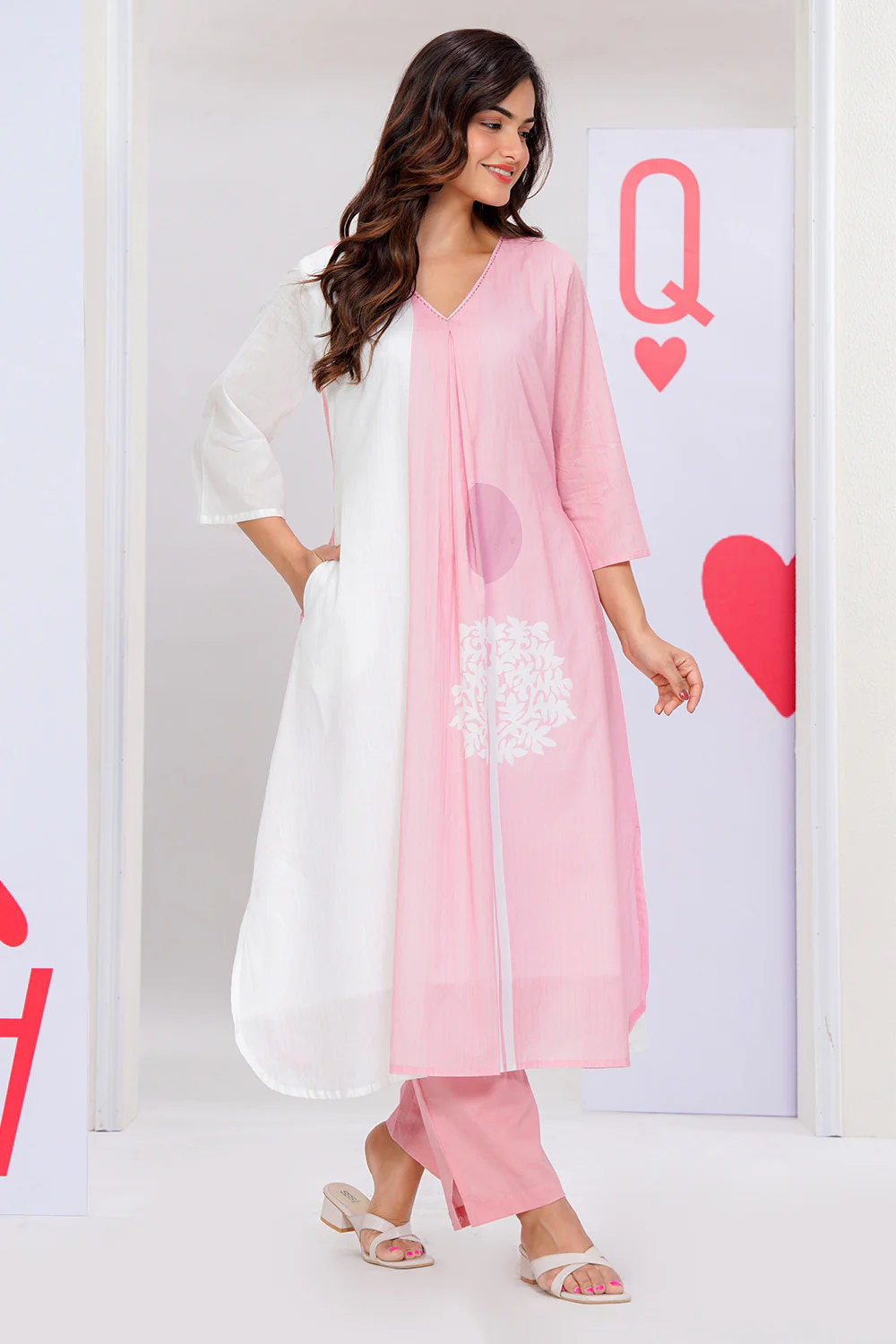 Pink Cotton Printed Kurta Set - Image 7