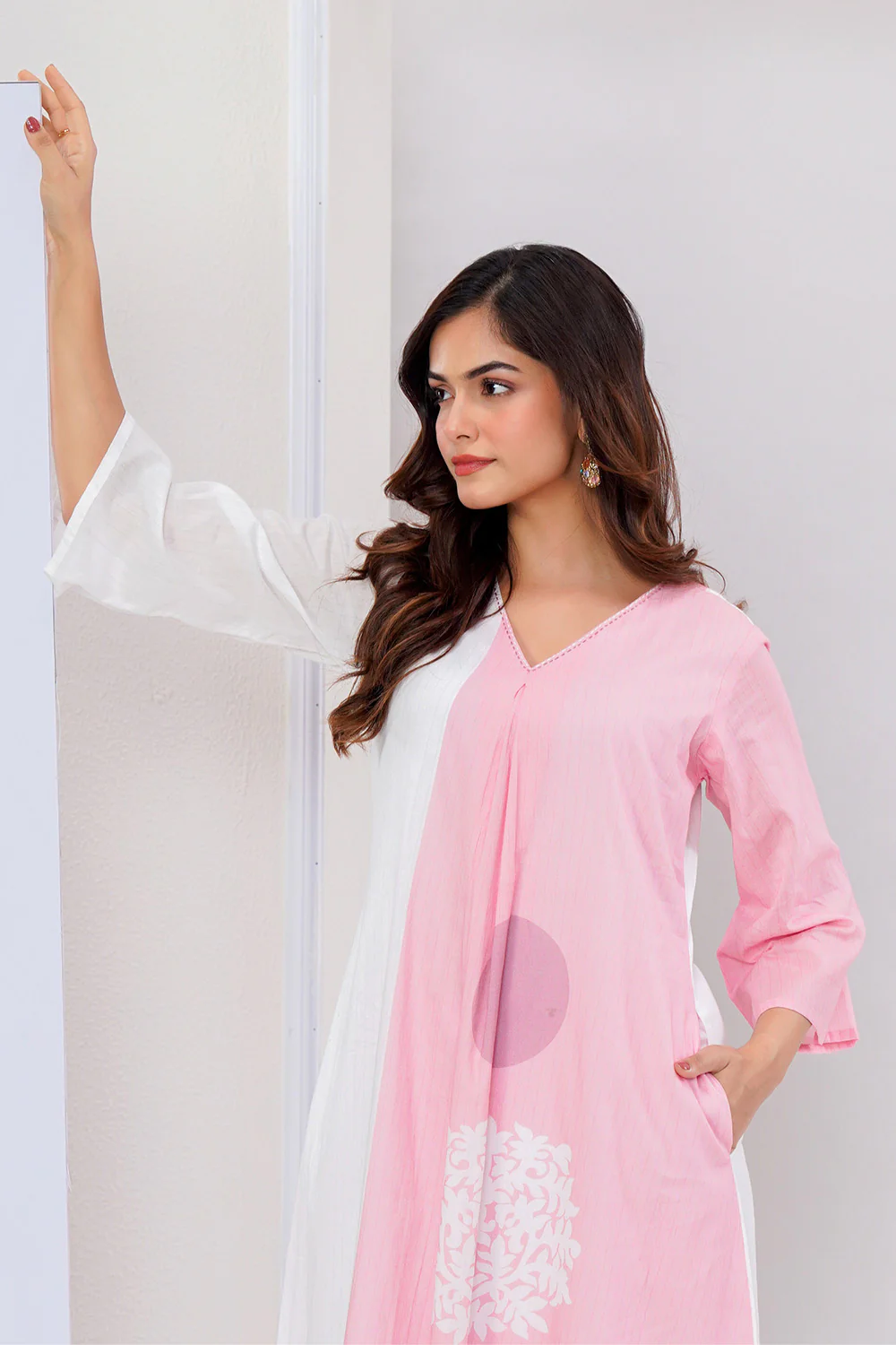 Pink Cotton Printed Kurta Set - Image 9