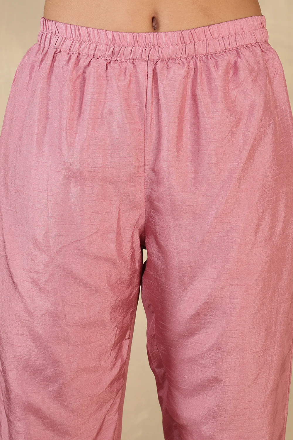Pink Neck Embroidered Silk Suit - Image 7