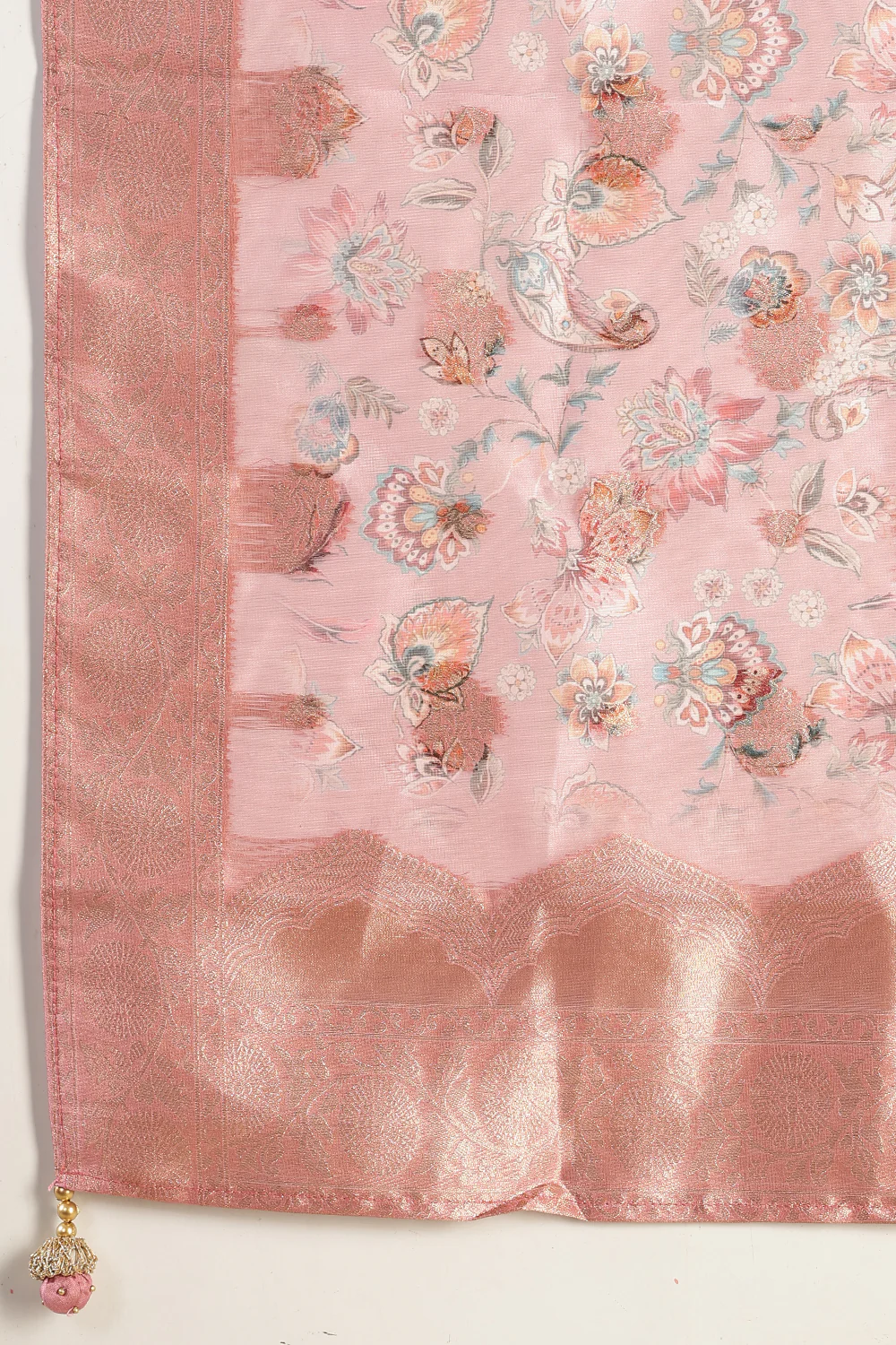 Pink Neck Embroidered Silk Suit - Image 8
