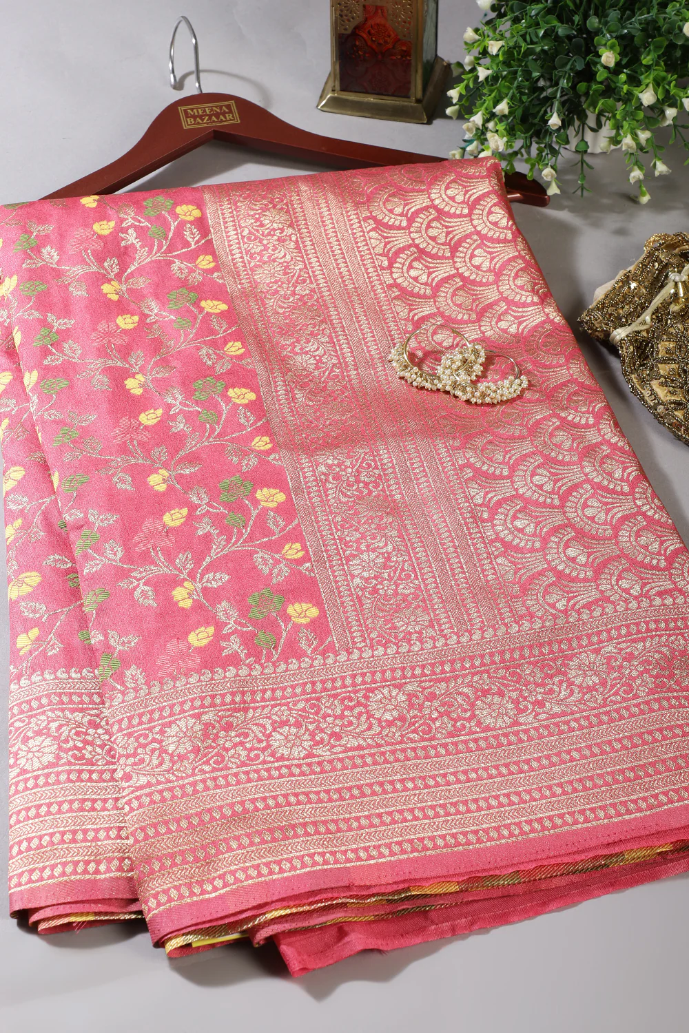 Pink Silk Zari & Resham Woven Saree
