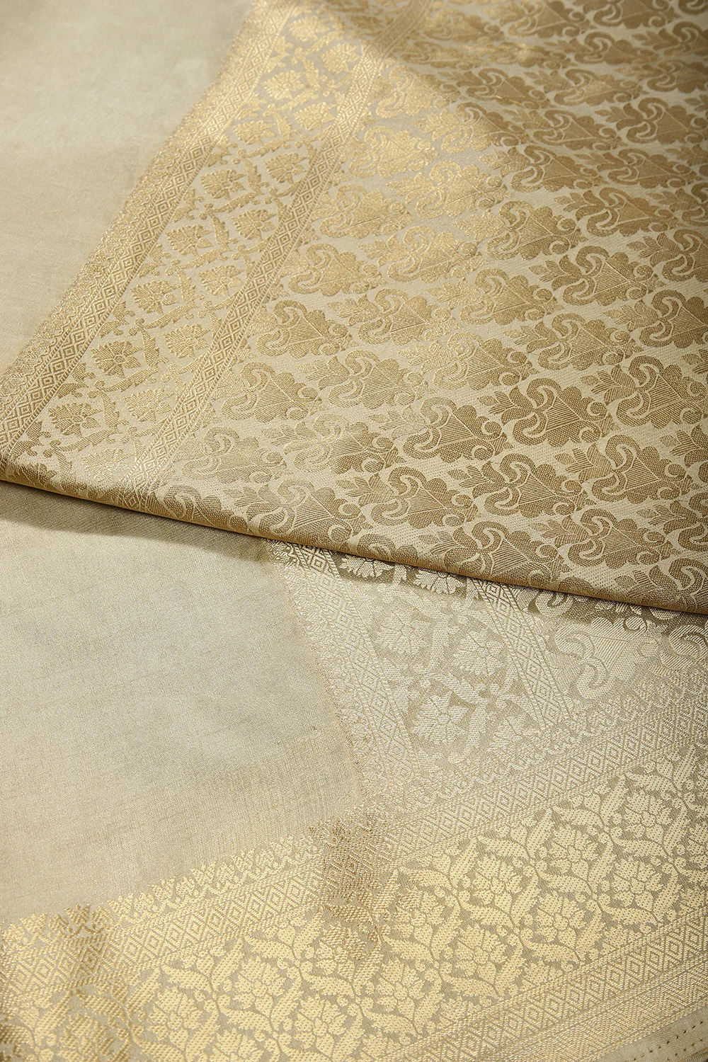 Beige Color Woven Silk Saree - Image 2
