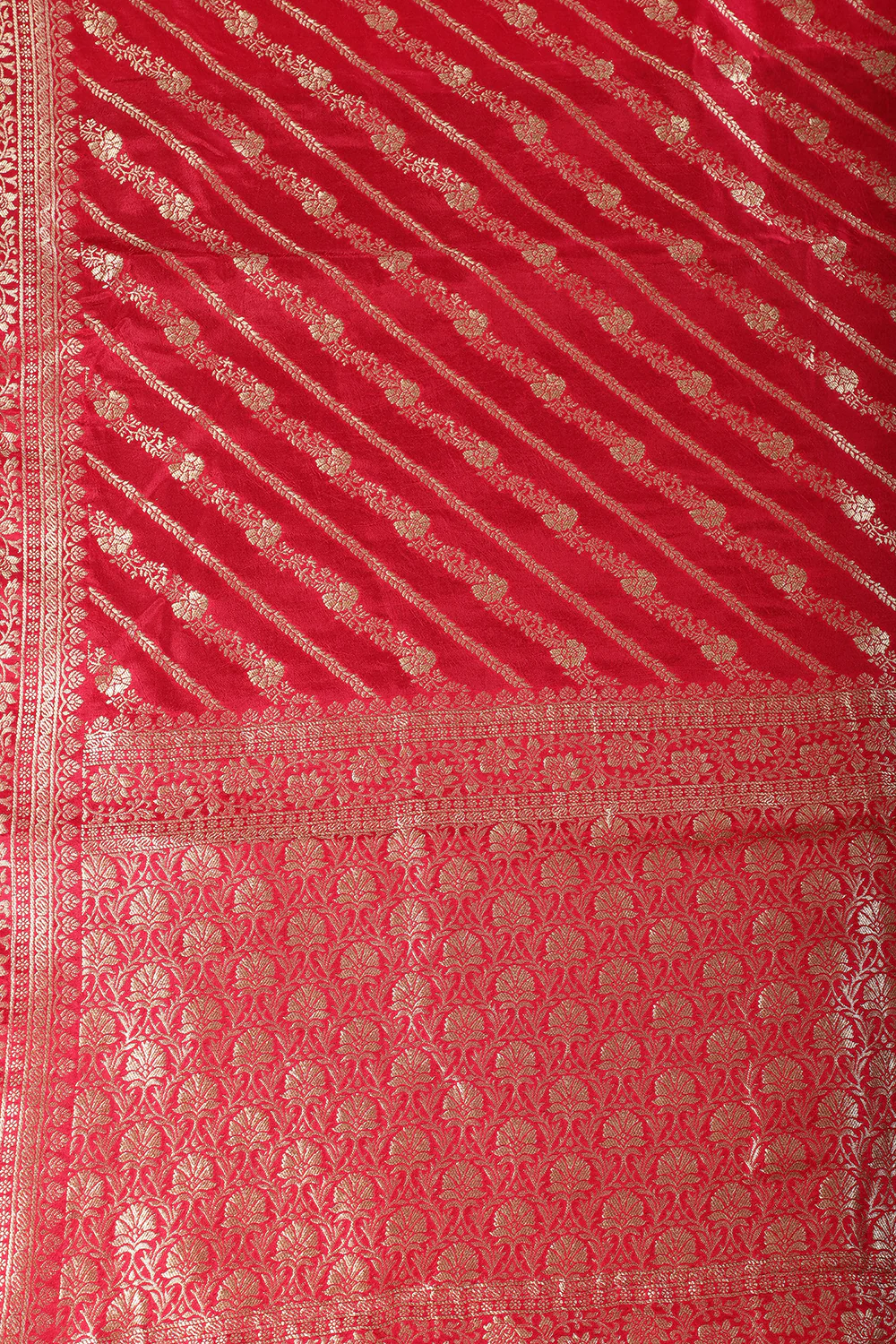 Rani Color Banarasi Woven Tussar Silk Saree - Image 10