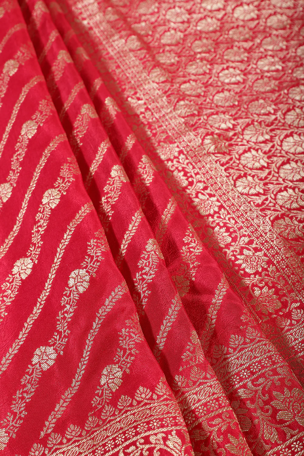 Rani Color Banarasi Woven Tussar Silk Saree - Image 8