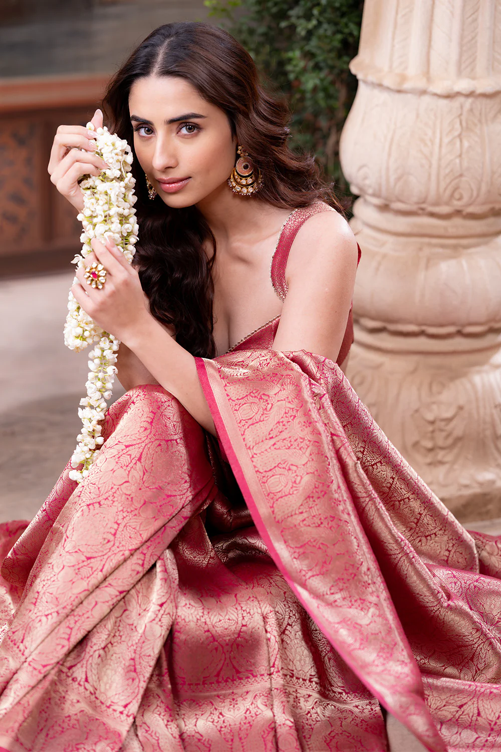 Rani Color Zari Woven Tissue Silk Saree - Image 7
