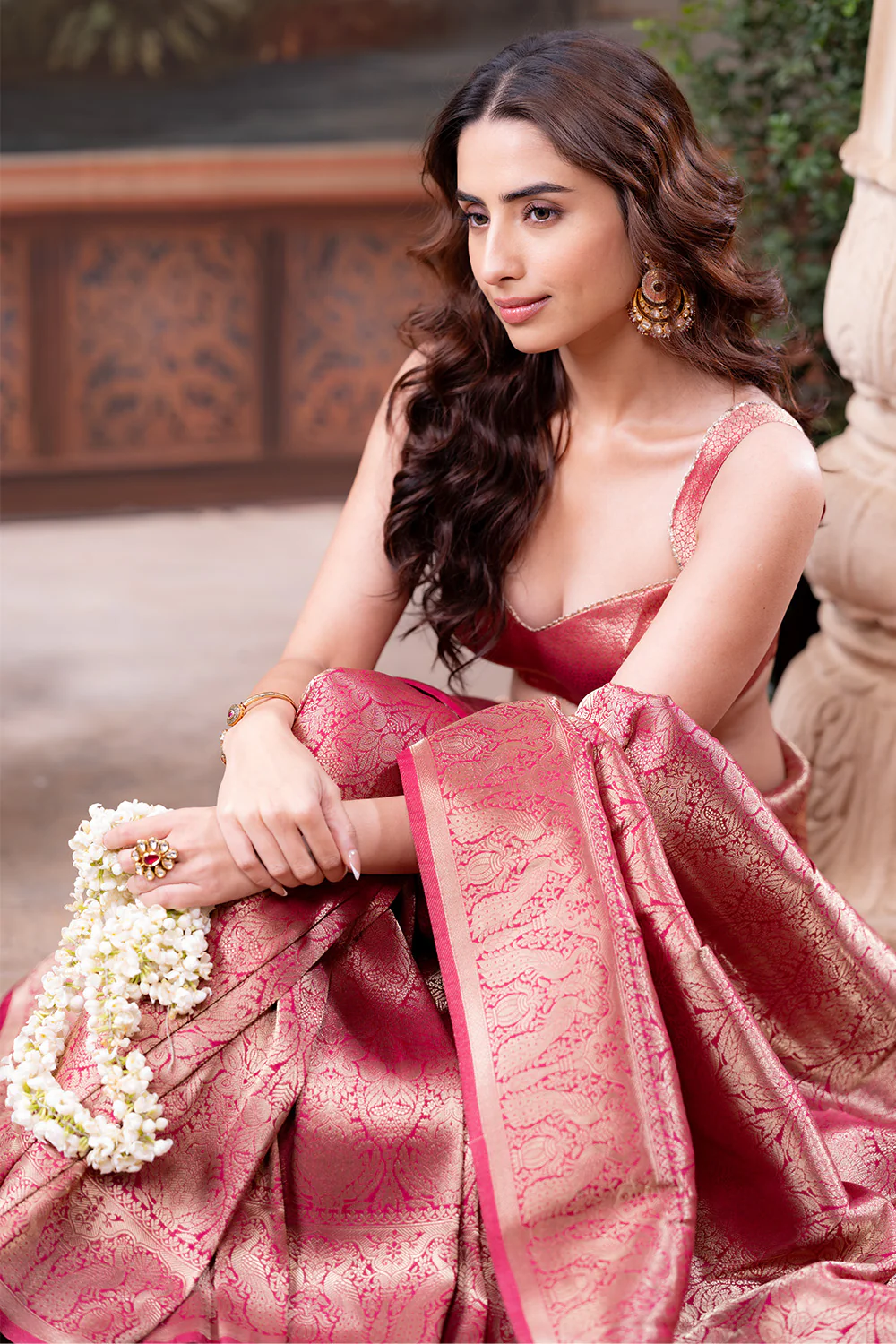 Rani Color Zari Woven Tissue Silk Saree - Image 8
