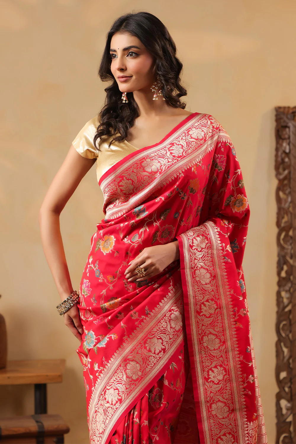 Rani Silk Banarasi Woven Saree - Image 2